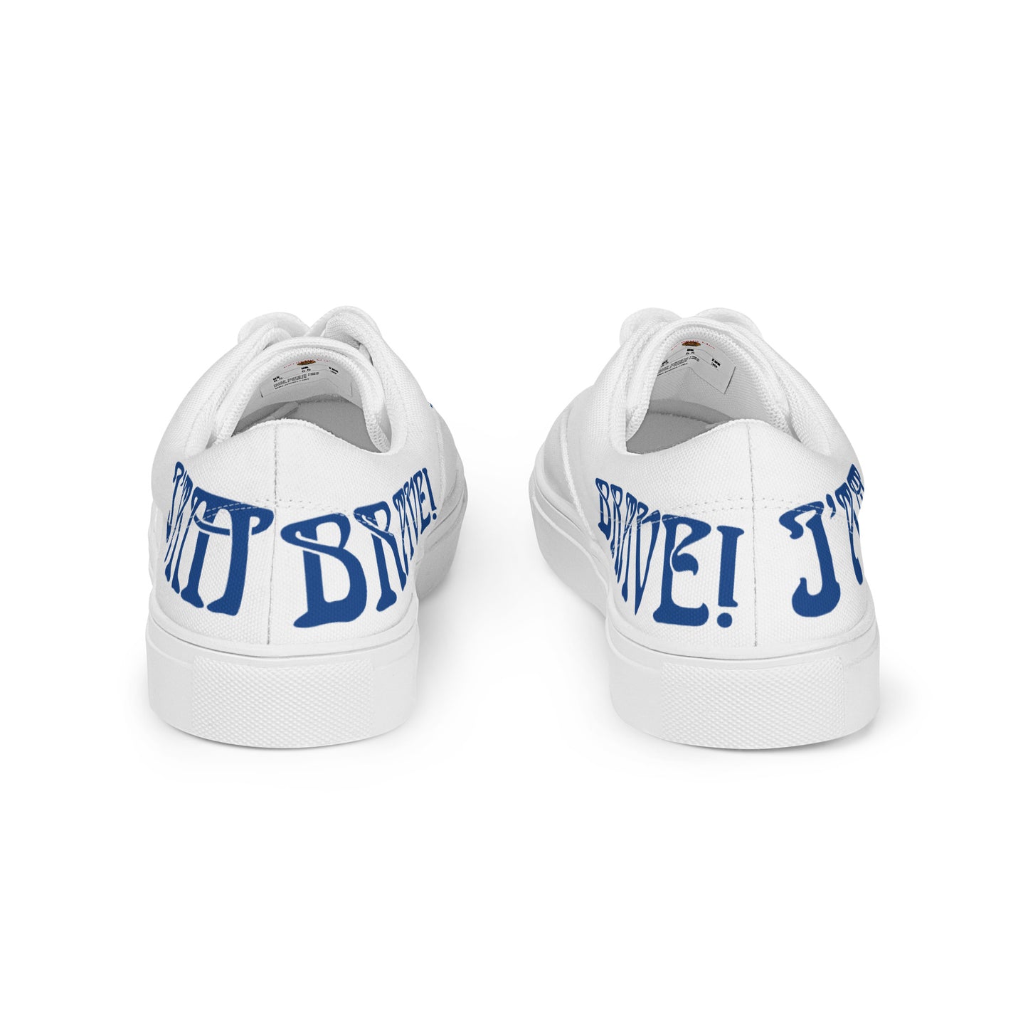 “I’AM BRAVE!”White Women’s Lace-Up Canvas Shoes W/Blue Font