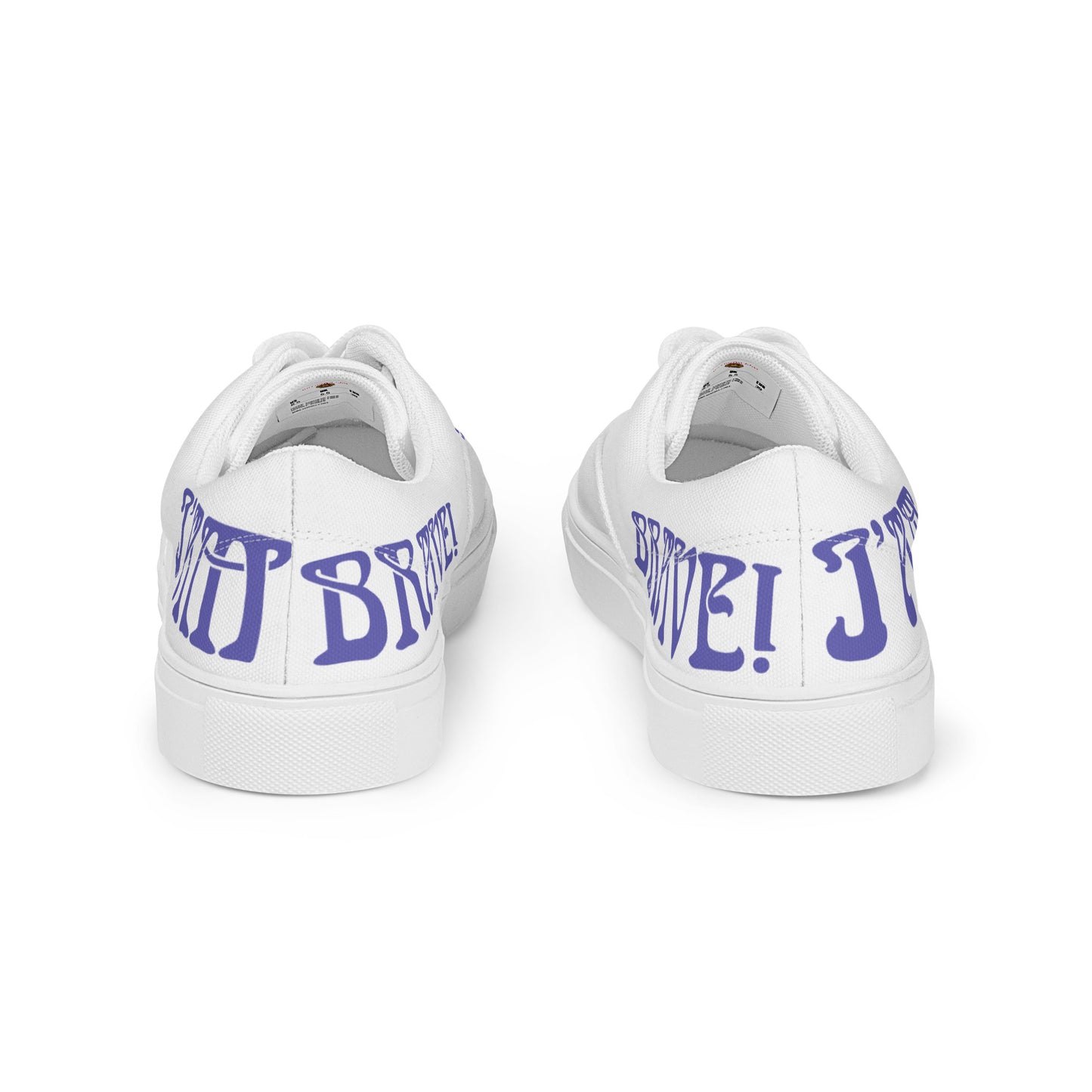 “I’AM BRAVE!”White Women’s Lace-Up Canvas Shoes W/Purple Font