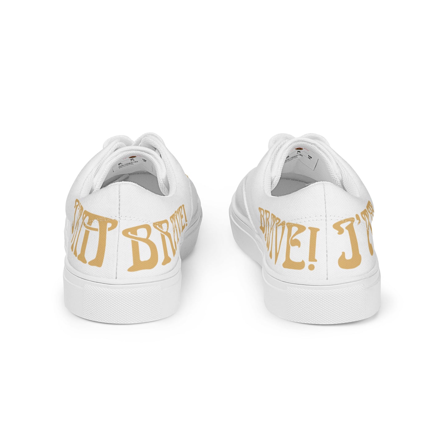 “I’AM BRAVE!”White Women’s Lace-Up Canvas Shoes W/Fawn Font