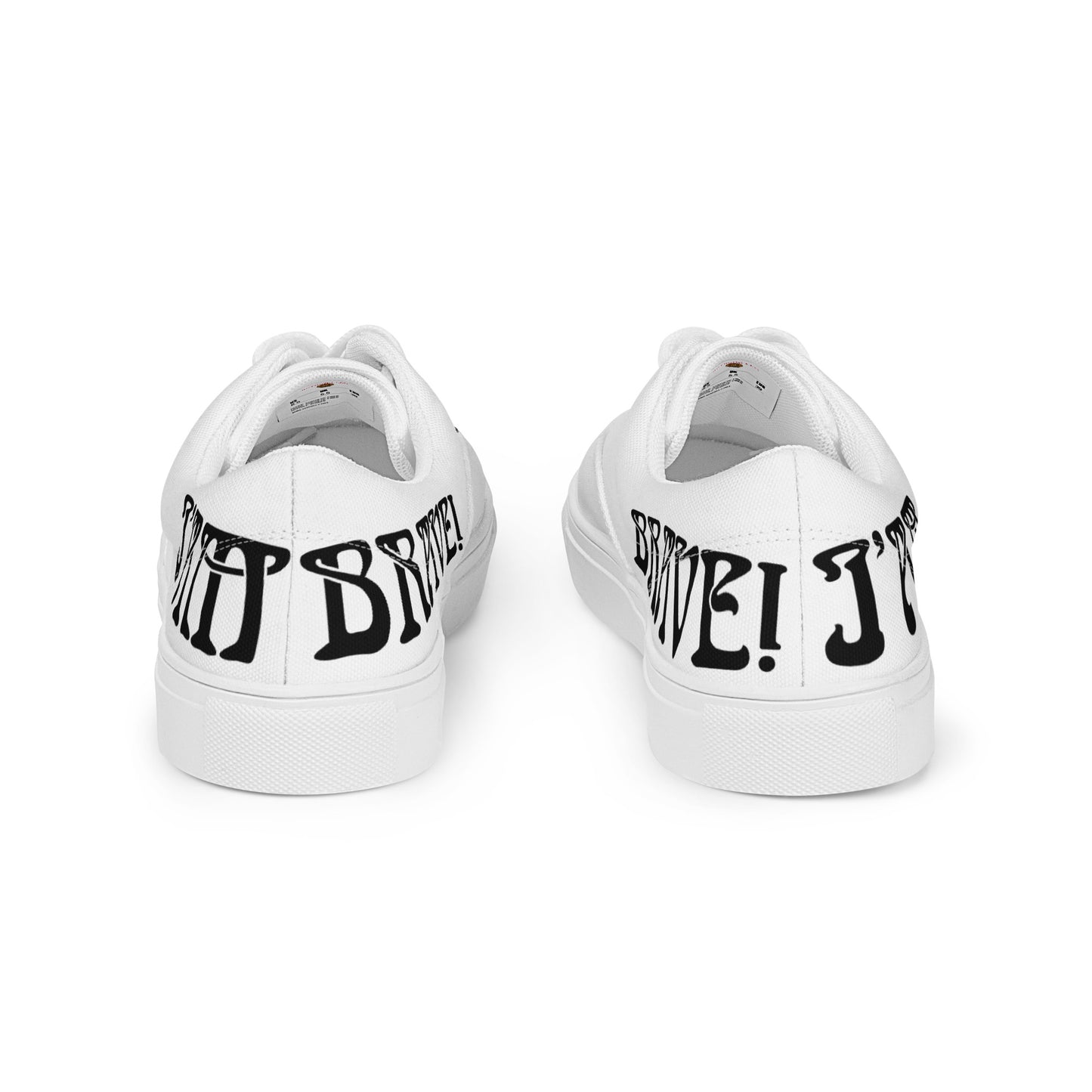 “I’AM BRAVE!” White Women’s Lace-Up Canvas Shoes W/Black Font