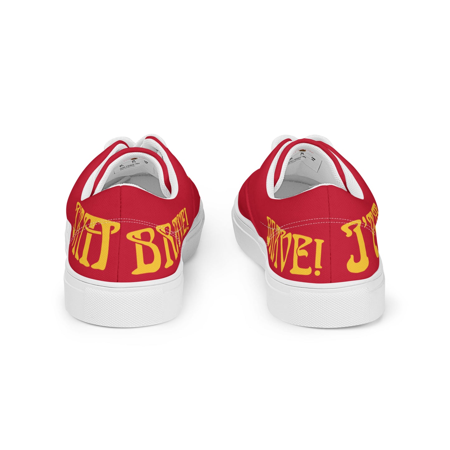 “I’AM BRAVE!”Red Women’s Lace-Up Canvas Shoes W/Yellow Font