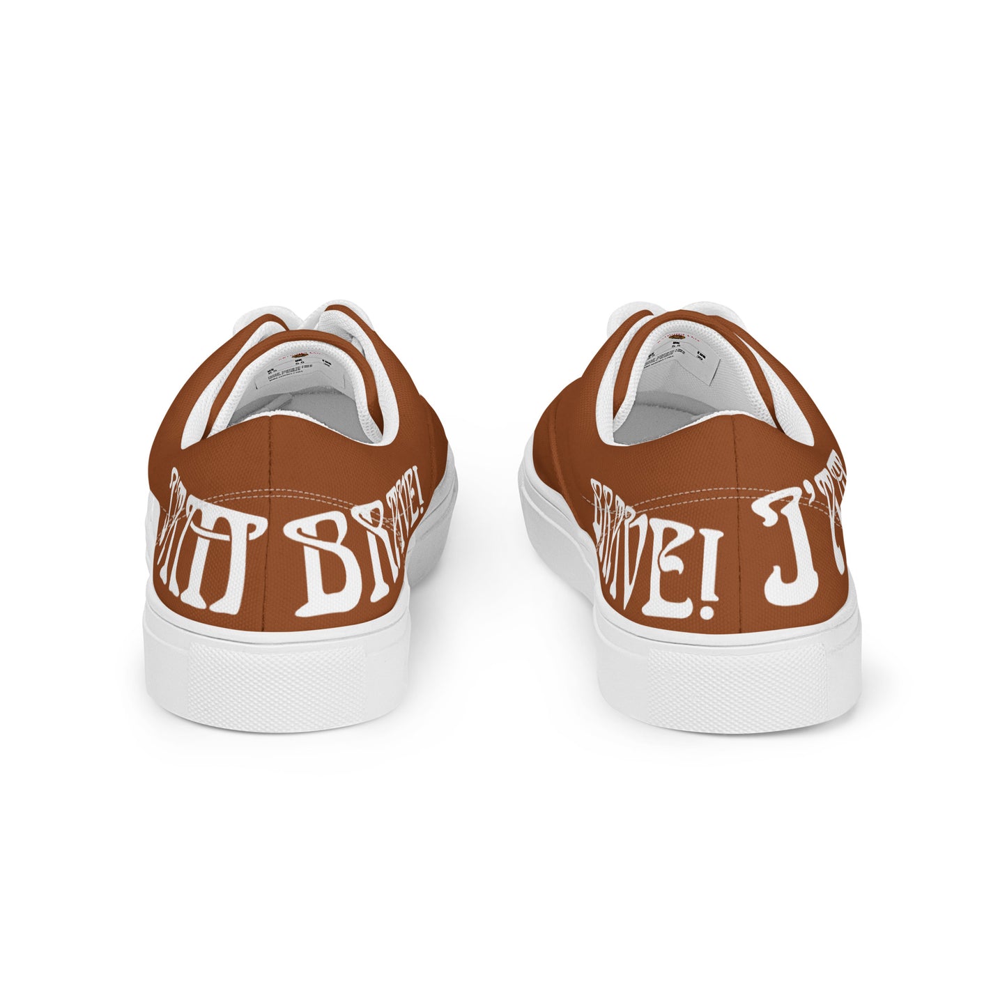 “I’AM BRAVE!”Brown Women’s Lace-Up Canvas Shoes W/White Font