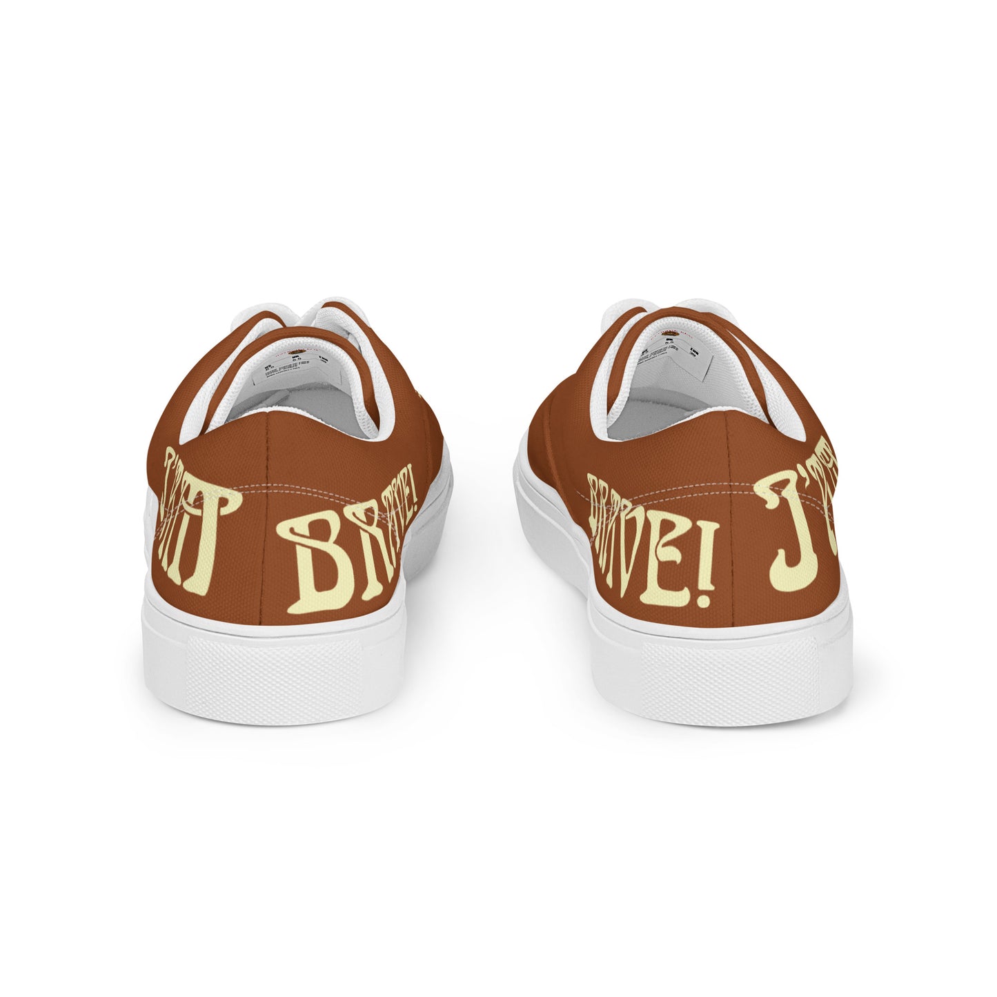“I’AM BRAVE!”Brown Women’s Lace-Up Canvas Shoes W/Banana Font