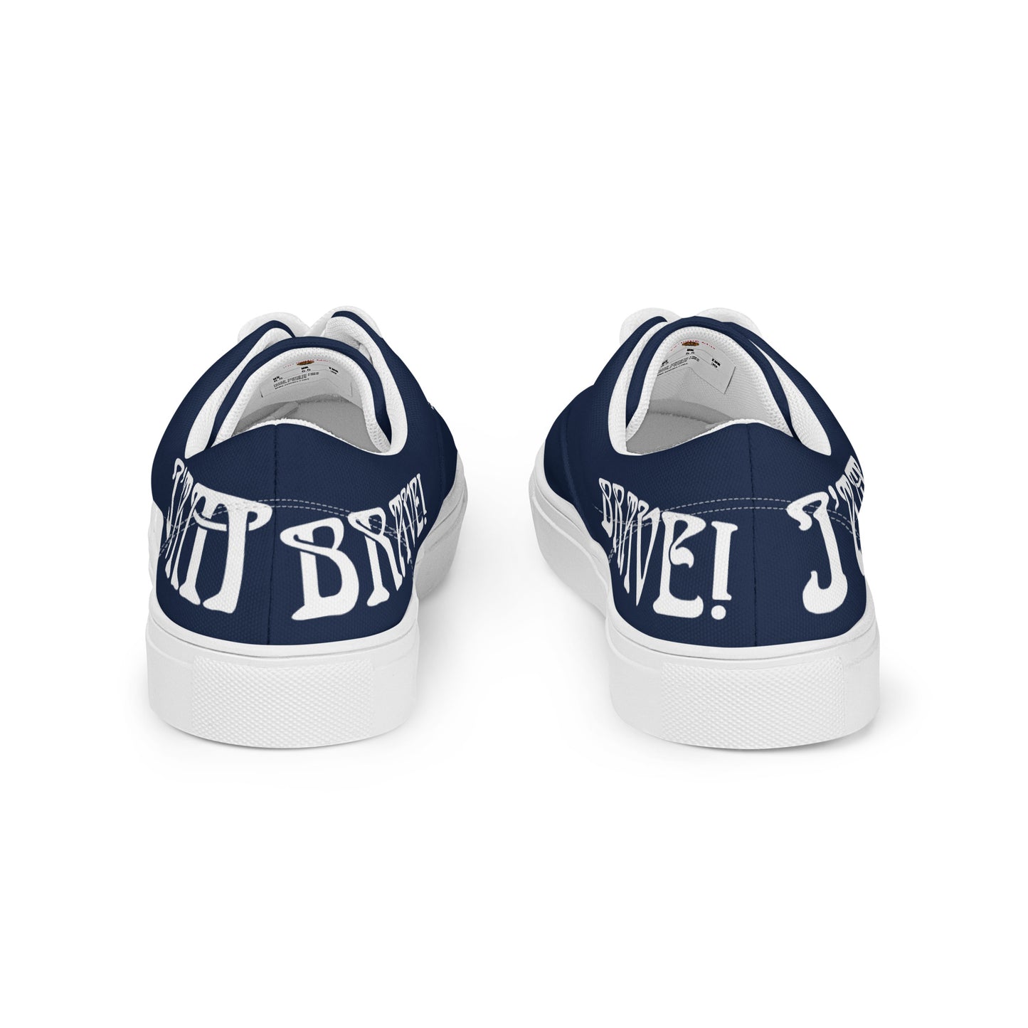 “I’AM BRAVE!” Blue Women’s Lace-Up Canvas Shoes W/White Font