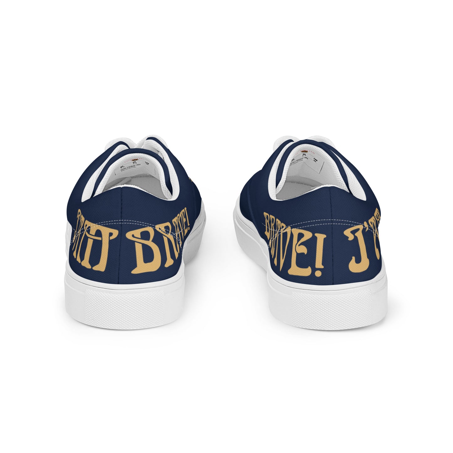“I’AM BRAVE!”Blue Women’s Lace-Up Canvas Shoes W/Fawn Font