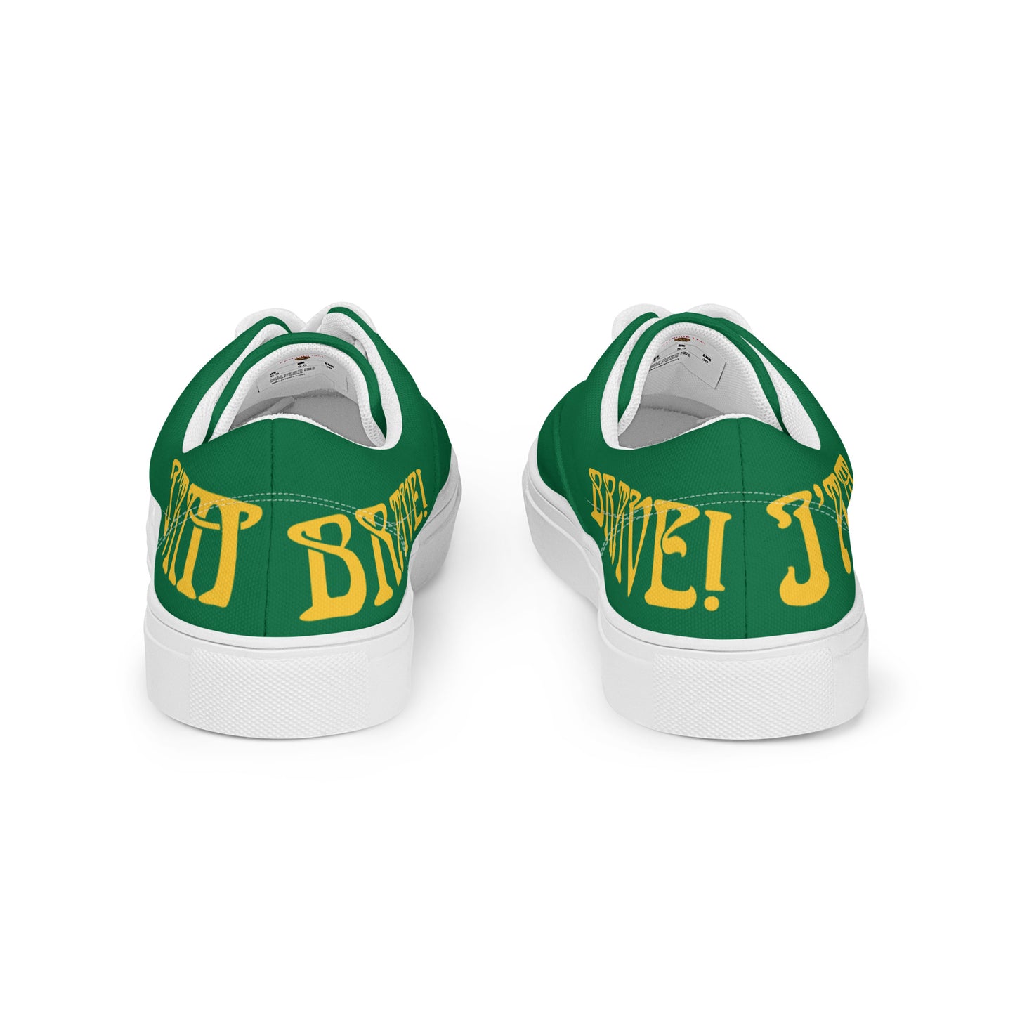 “I’AM BRAVE!” Green Women’s Lace-Up Canvas Shoes W/Yellow Font