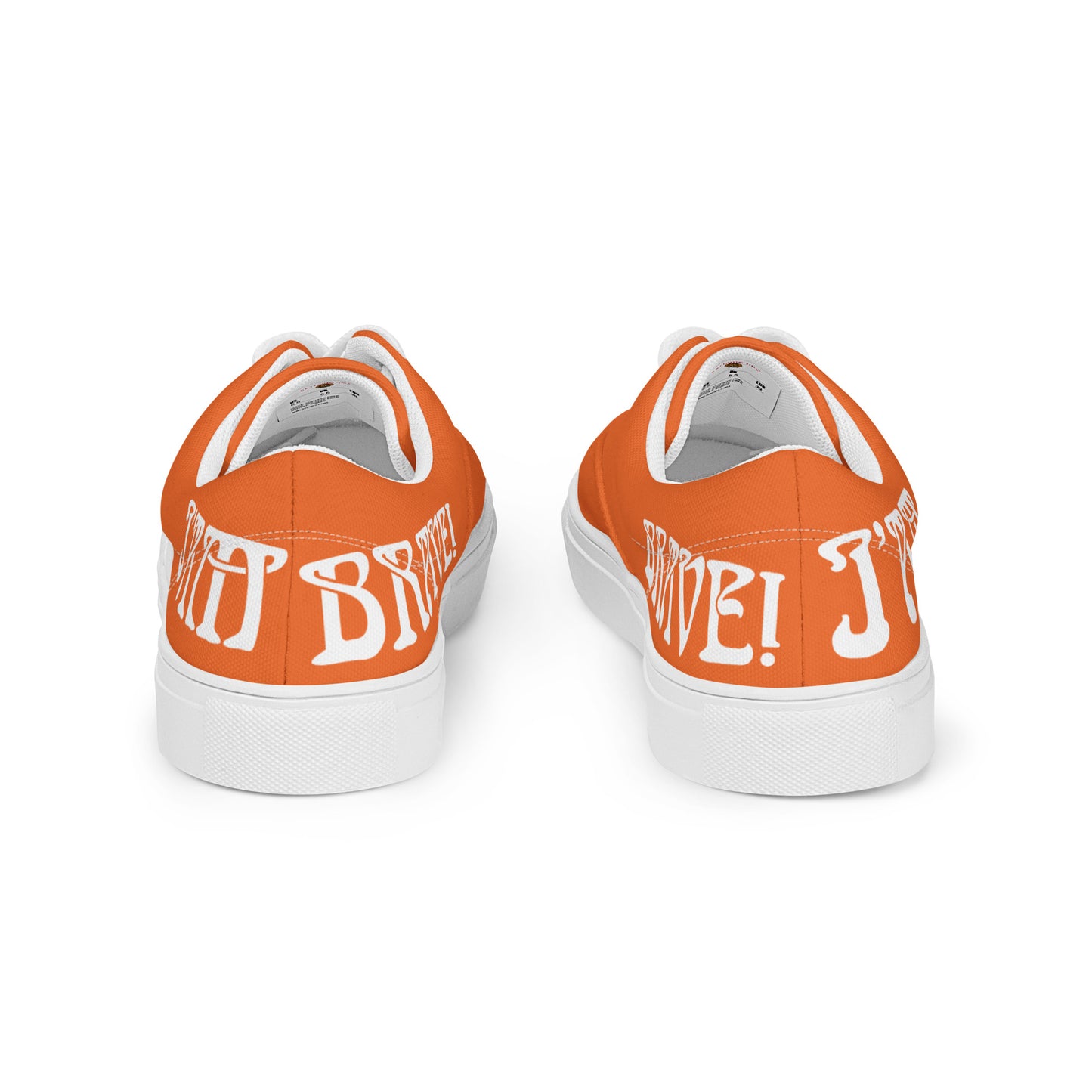“I’AM BRAVE!”Orange Women’s Lace-Up Canvas Shoes W/White Font