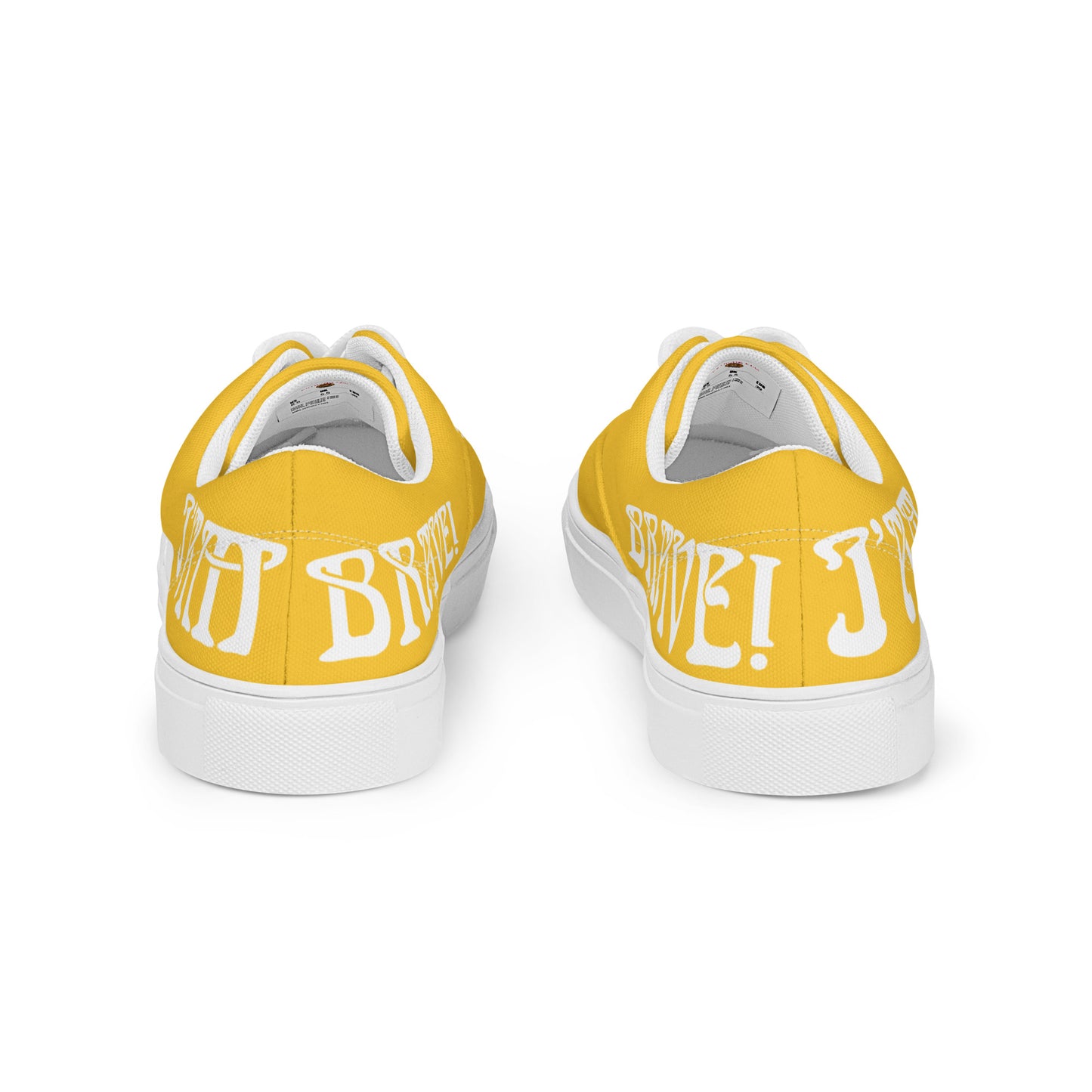 “I’AM BRAVE!” Yellow Women’s Lace-Up Canvas Shoes W/White Font