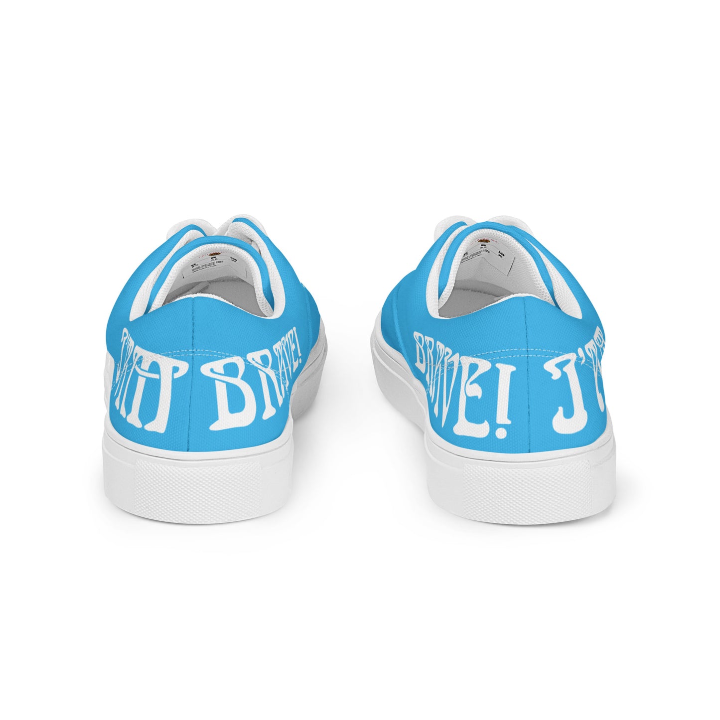 “I’AM BRAVE!” SkyBlue Women’s Lace-Up Canvas Shoes W/White Font