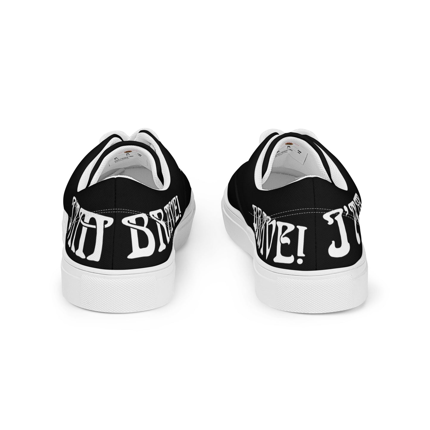 “I’AM BRAVE!” Black Women’s Lace-Up Canvas Shoes W/White Font