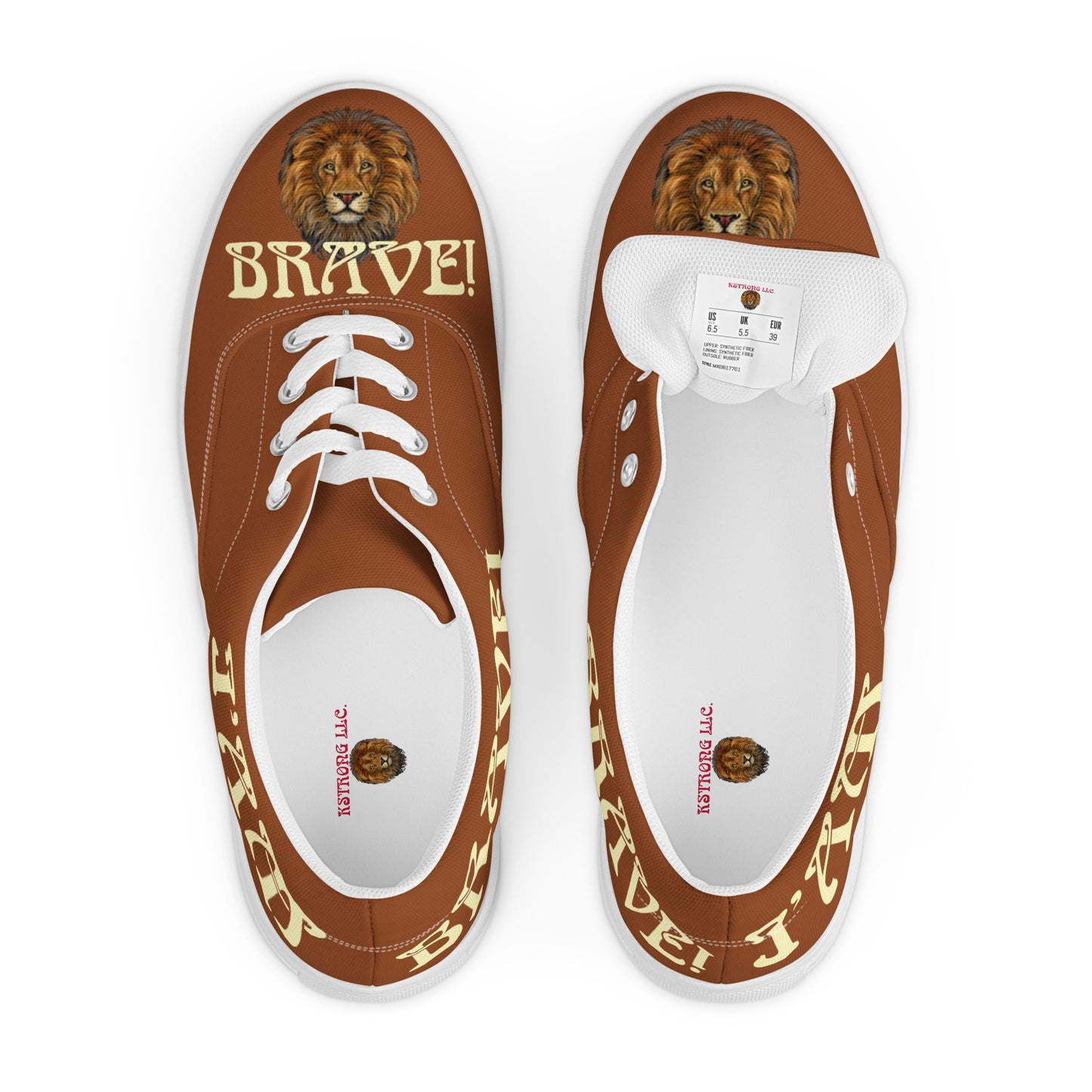 “I’AM BRAVE!”Brown Women’s Lace-Up Canvas Shoes W/Banana Font