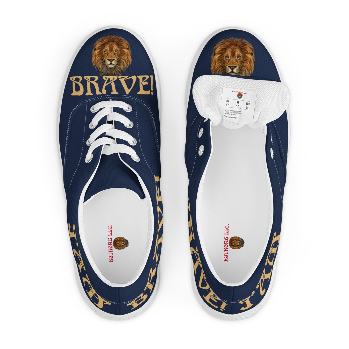 “I’AM BRAVE!”Blue Women’s Lace-Up Canvas Shoes W/Fawn Font