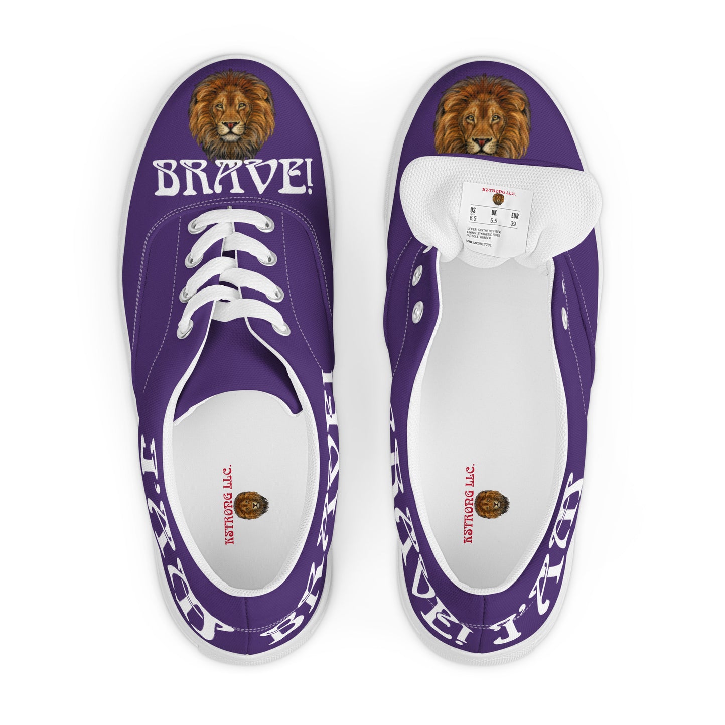 “I’AM BRAVE!”Purple Women’s Lace-Up Canvas Shoes W/White Font