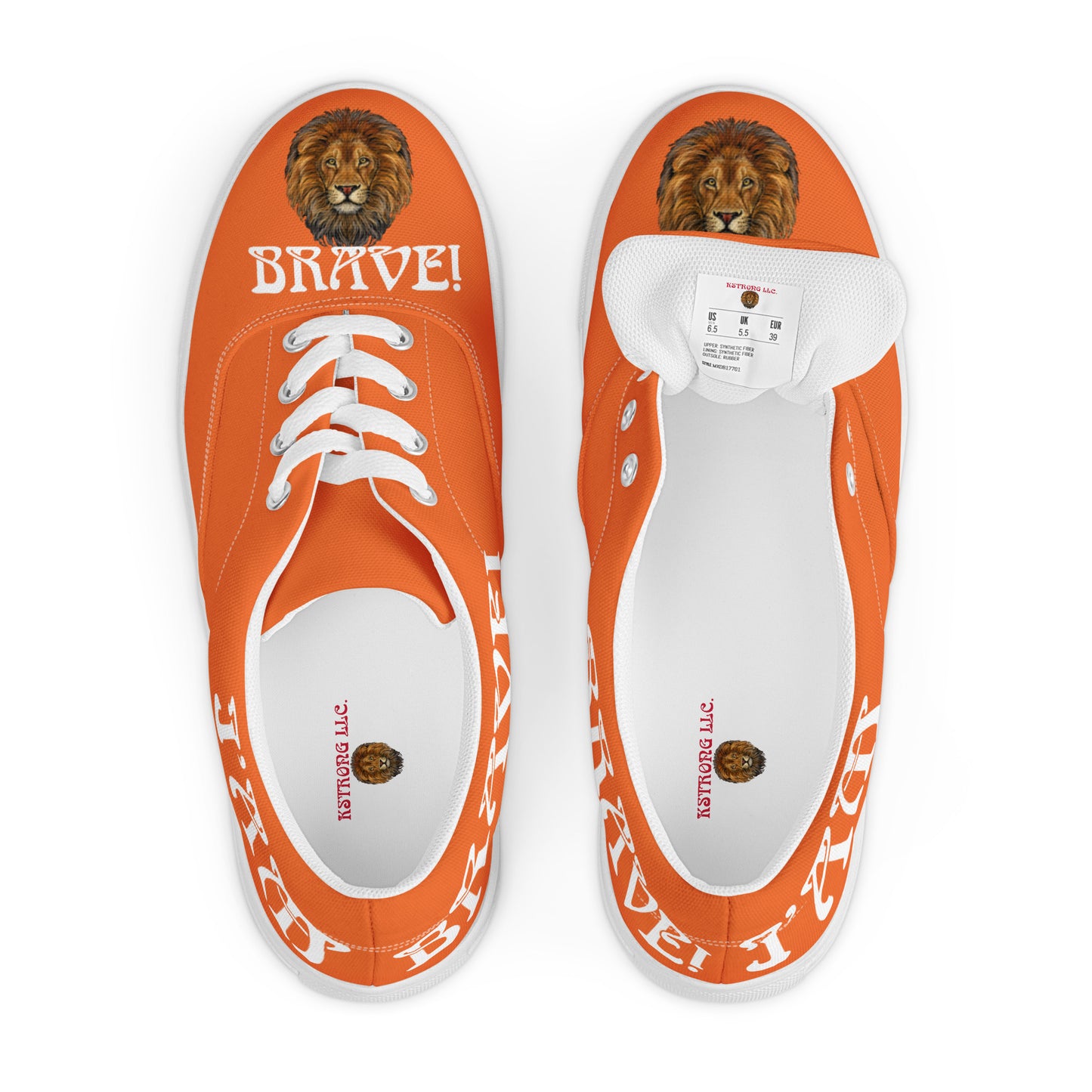 “I’AM BRAVE!”Orange Women’s Lace-Up Canvas Shoes W/White Font