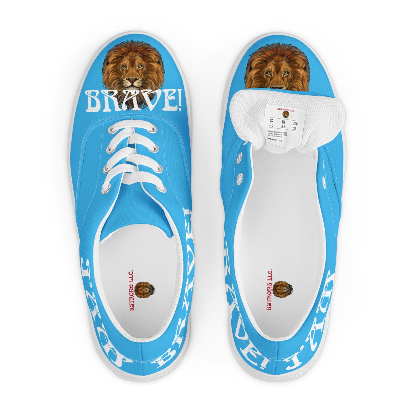 “I’AM BRAVE!” SkyBlue Women’s Lace-Up Canvas Shoes W/White Font