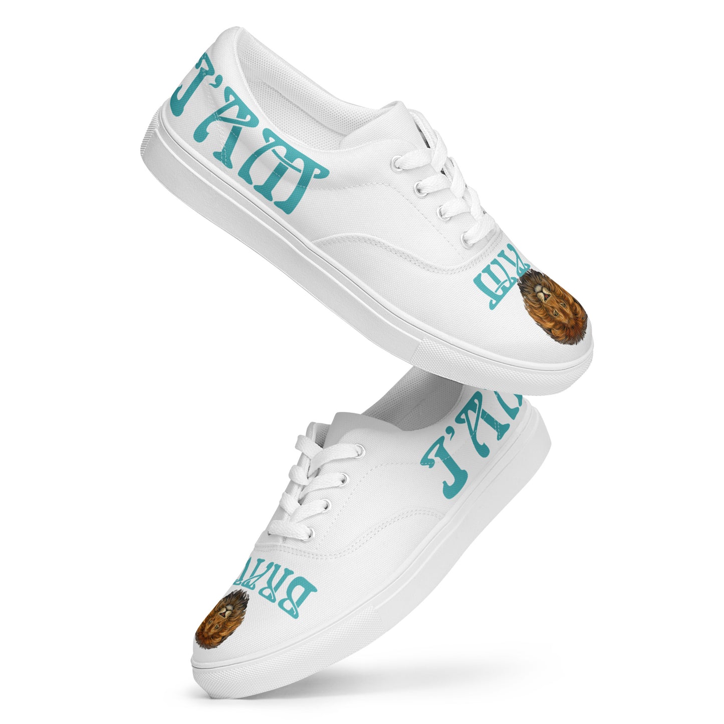 “I’AM BRAVE!”White Women’s Lace-Up Canvas Shoes W/Viking Font
