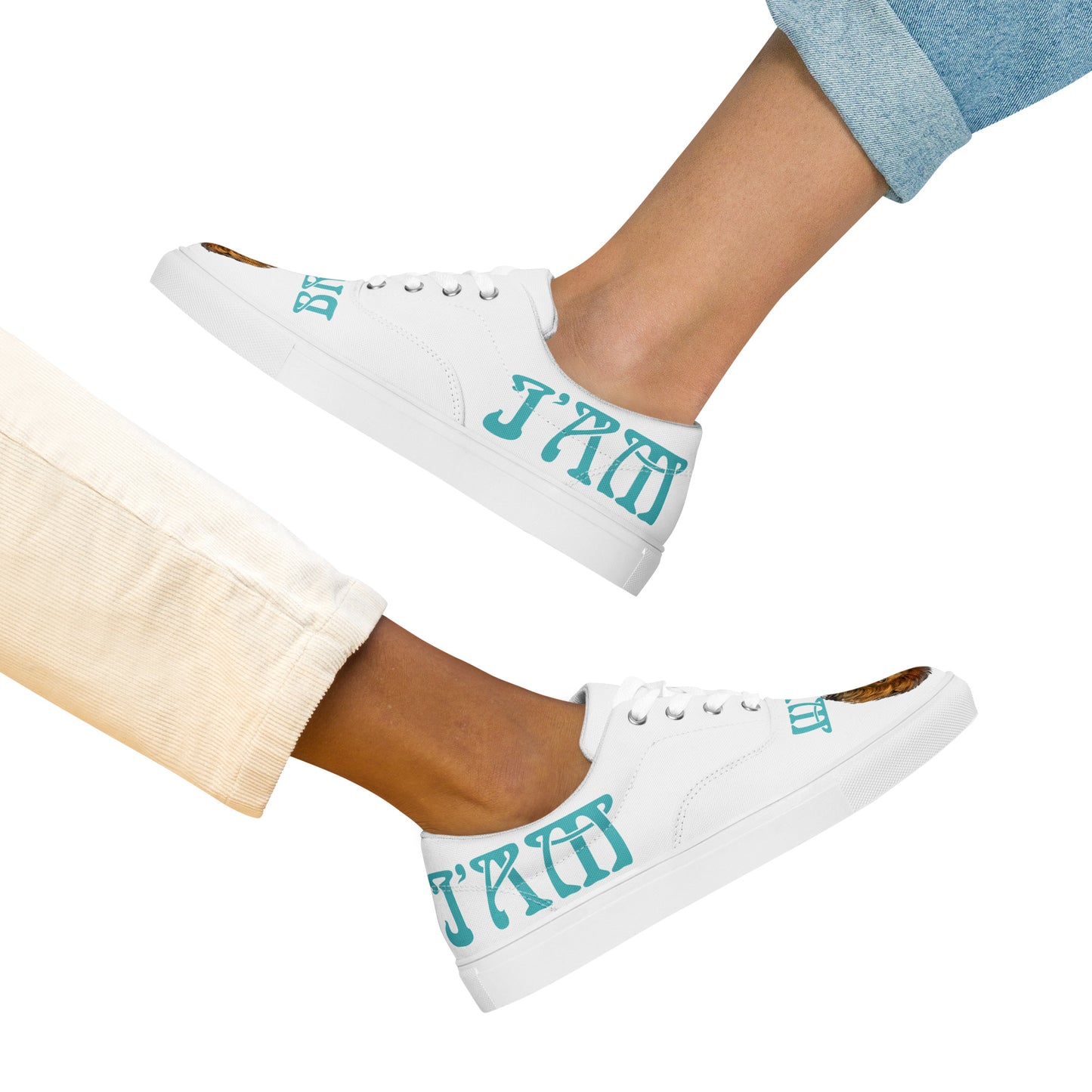 “I’AM BRAVE!”White Women’s Lace-Up Canvas Shoes W/Viking Font