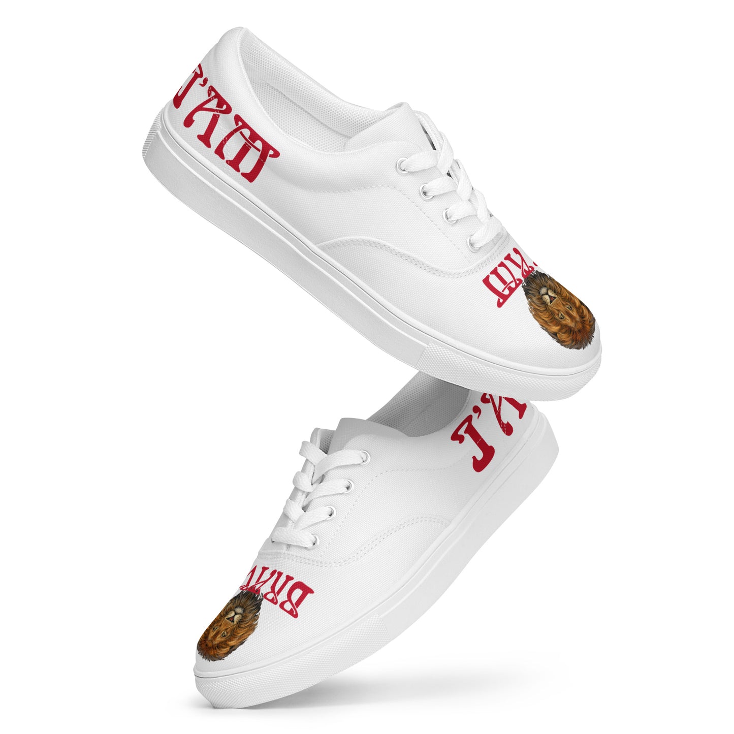 “I’AM BRAVE!”White Women’s Lace-Up Canvas Shoes W/Red Font