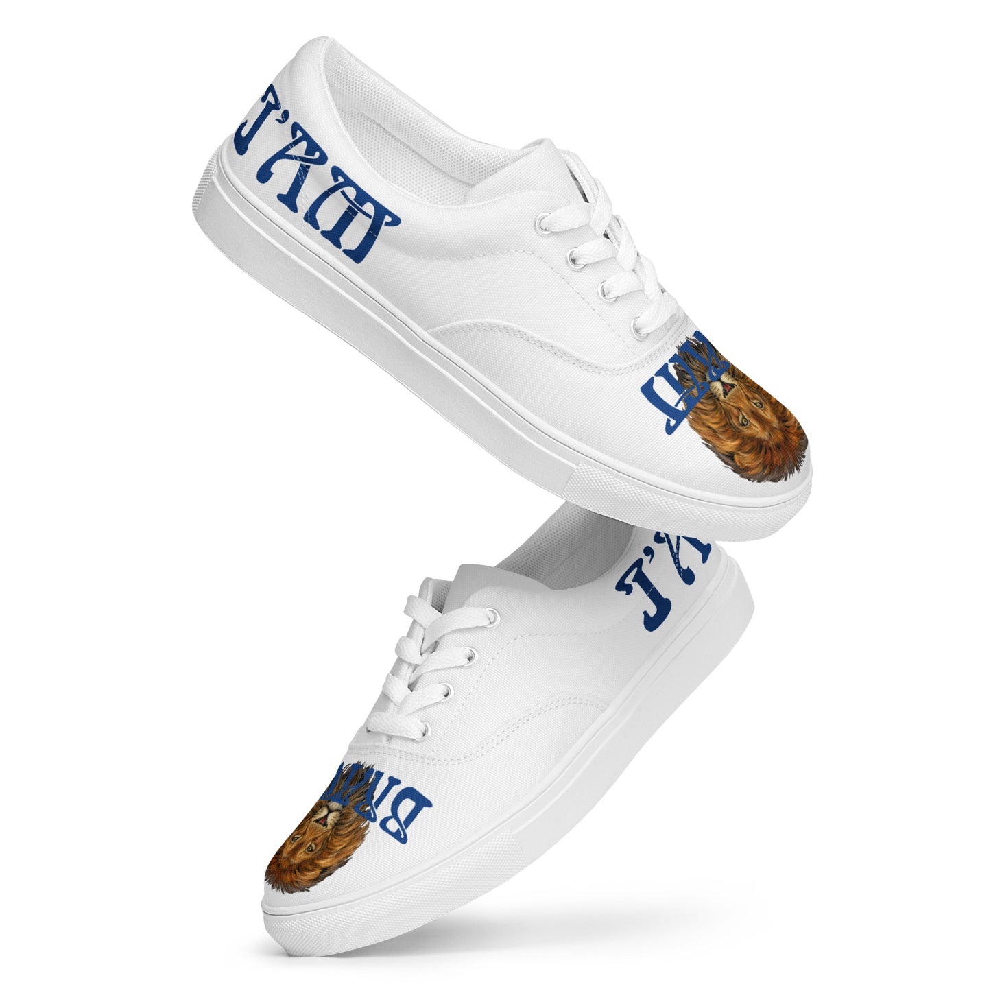 “I’AM BRAVE!”White Women’s Lace-Up Canvas Shoes W/Blue Font