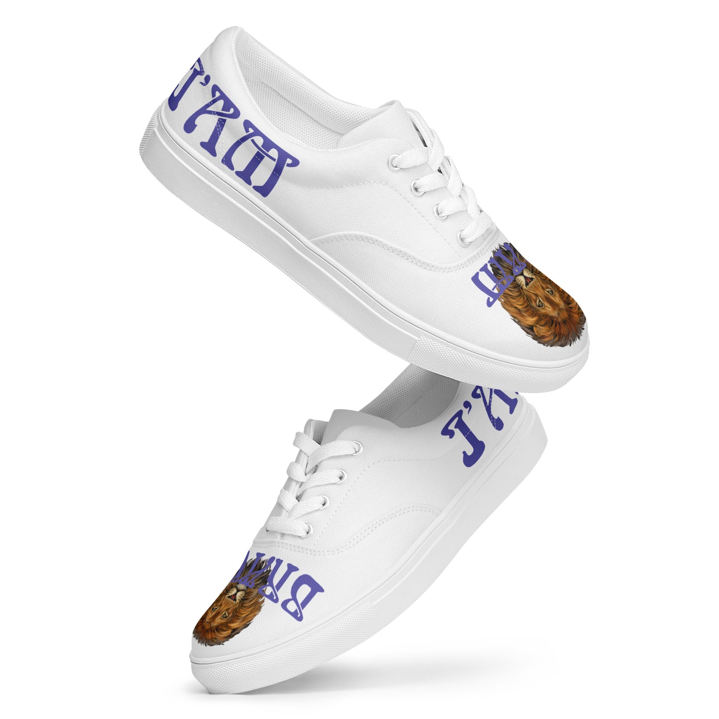 “I’AM BRAVE!”White Women’s Lace-Up Canvas Shoes W/Purple Font