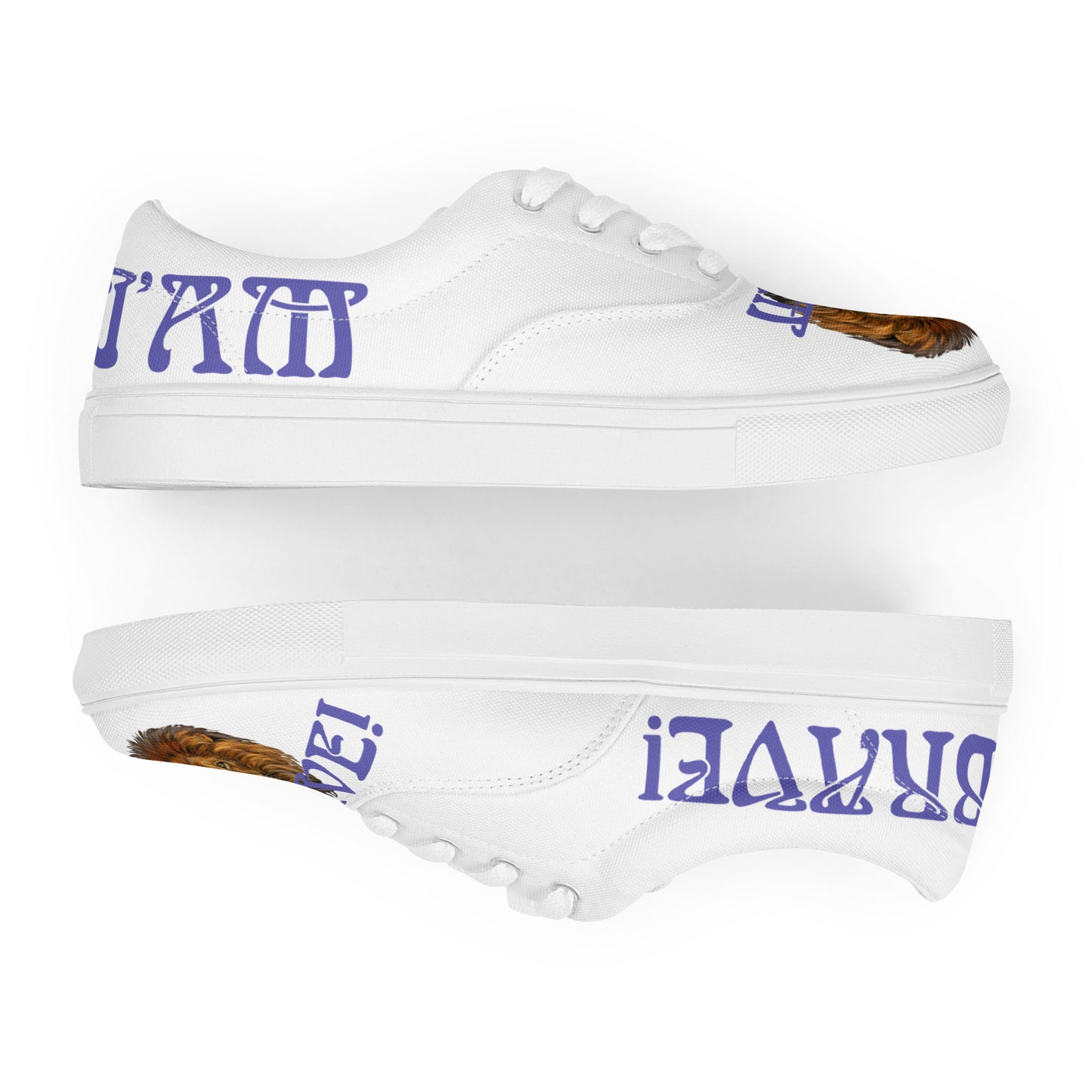 “I’AM BRAVE!”White Women’s Lace-Up Canvas Shoes W/Purple Font