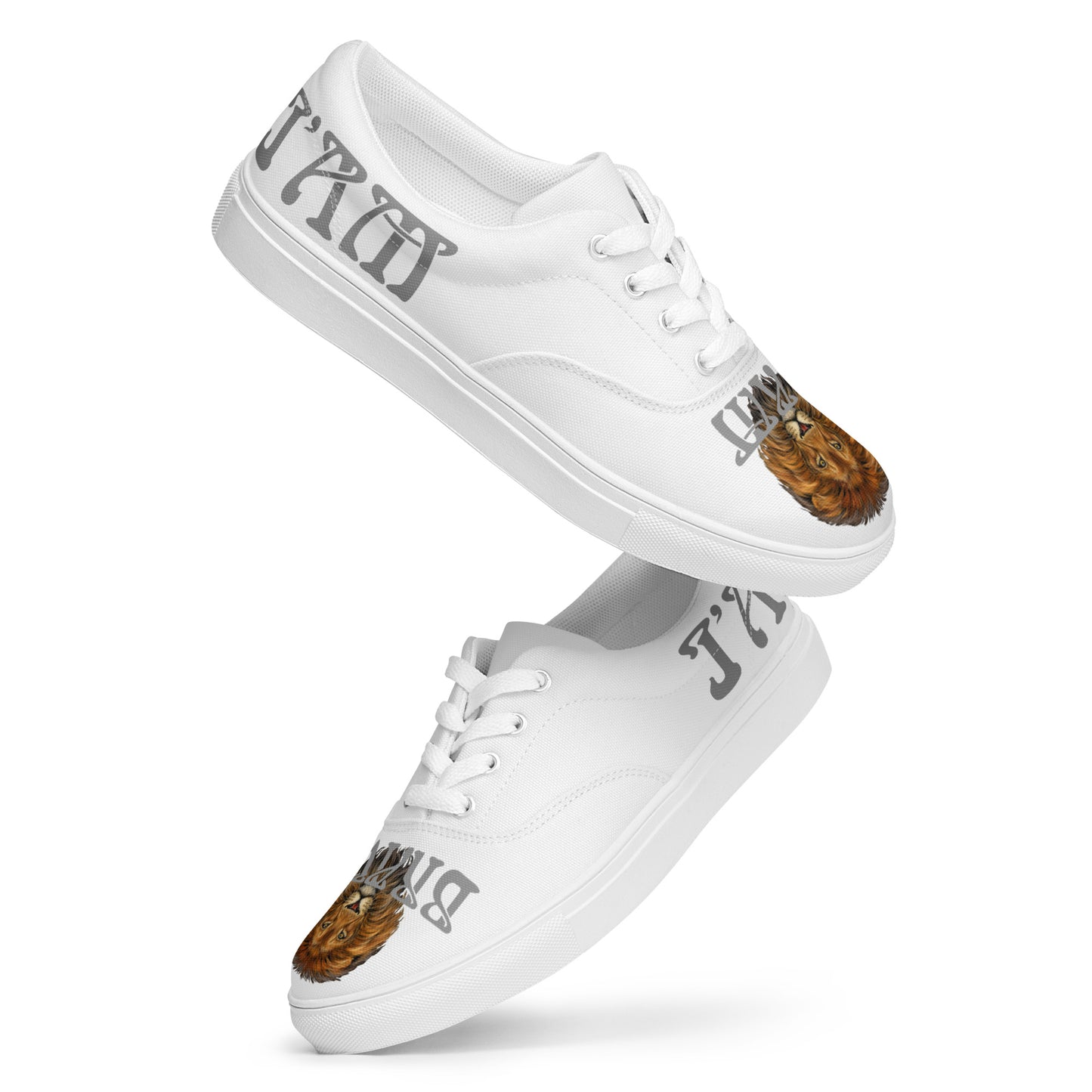 “I’AM BRAVE!”White Women’s Lace-Up Canvas Shoes W/Grey Font