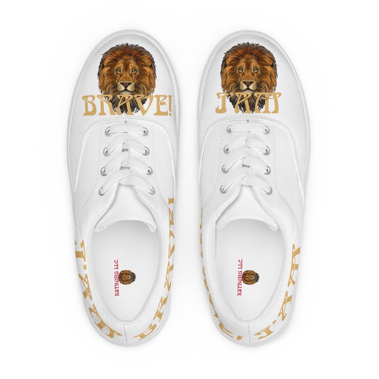 “I’AM BRAVE!”White Women’s Lace-Up Canvas Shoes W/Fawn Font