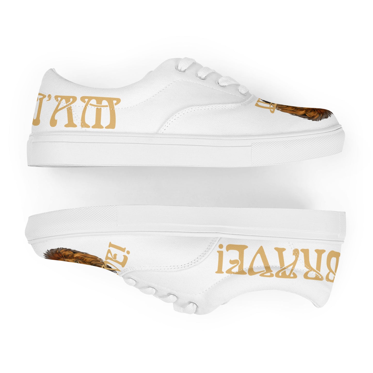 “I’AM BRAVE!”White Women’s Lace-Up Canvas Shoes W/Fawn Font