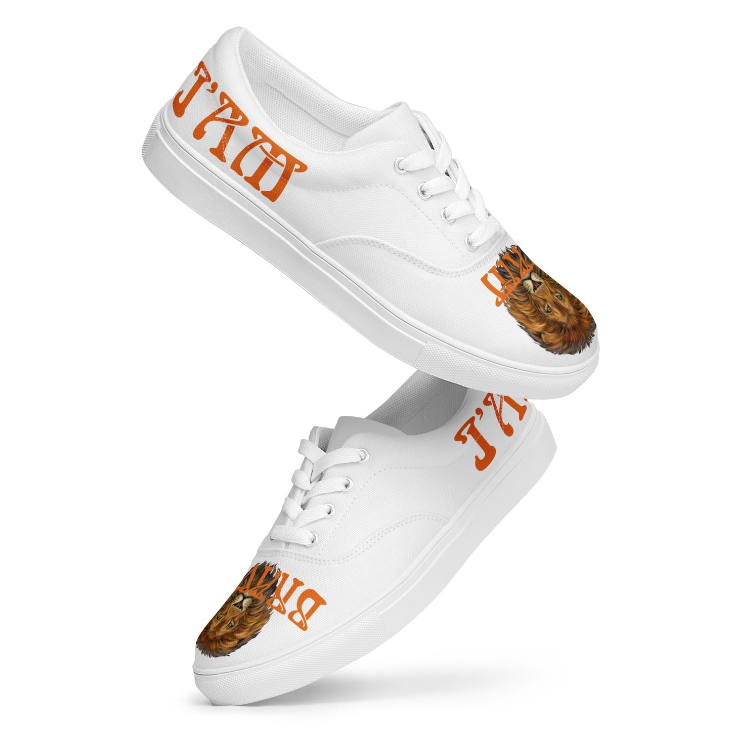 “I’AM BRAVE!” White Women’s Lace-Up Canvas Shoes W/Orange Font