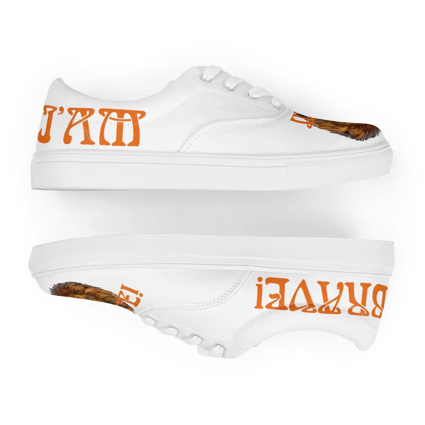 “I’AM BRAVE!” White Women’s Lace-Up Canvas Shoes W/Orange Font