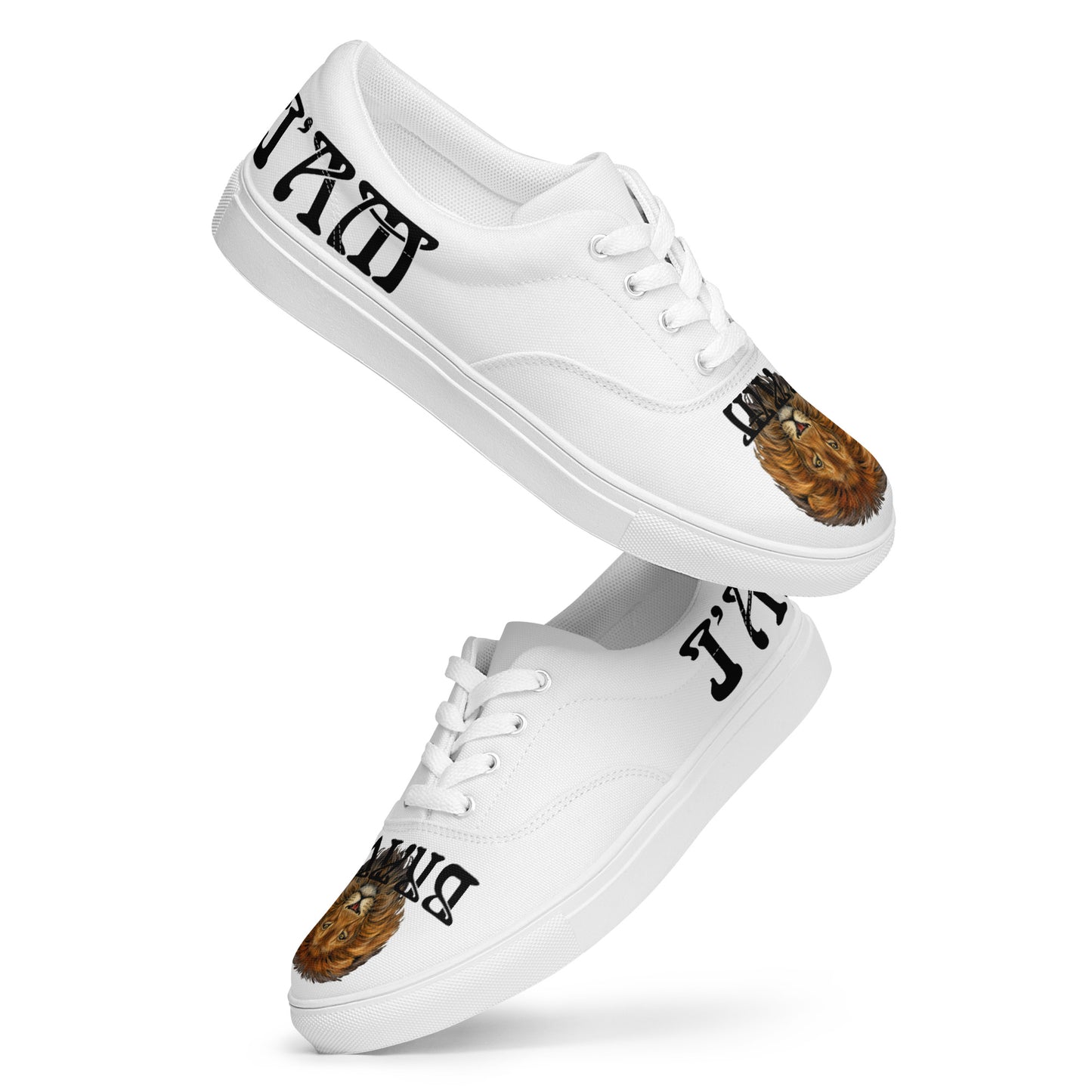 “I’AM BRAVE!” White Women’s Lace-Up Canvas Shoes W/Black Font