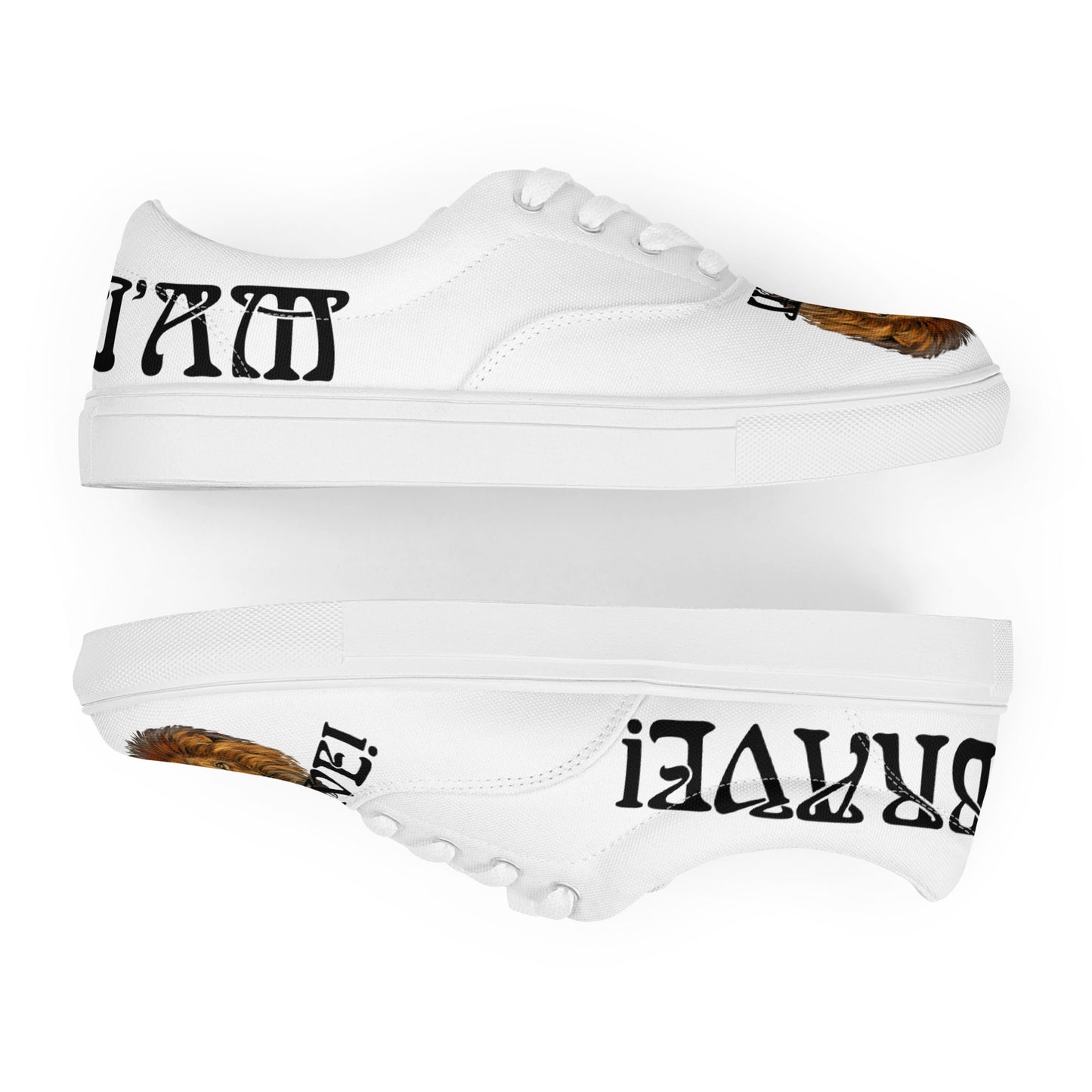 “I’AM BRAVE!” White Women’s Lace-Up Canvas Shoes W/Black Font