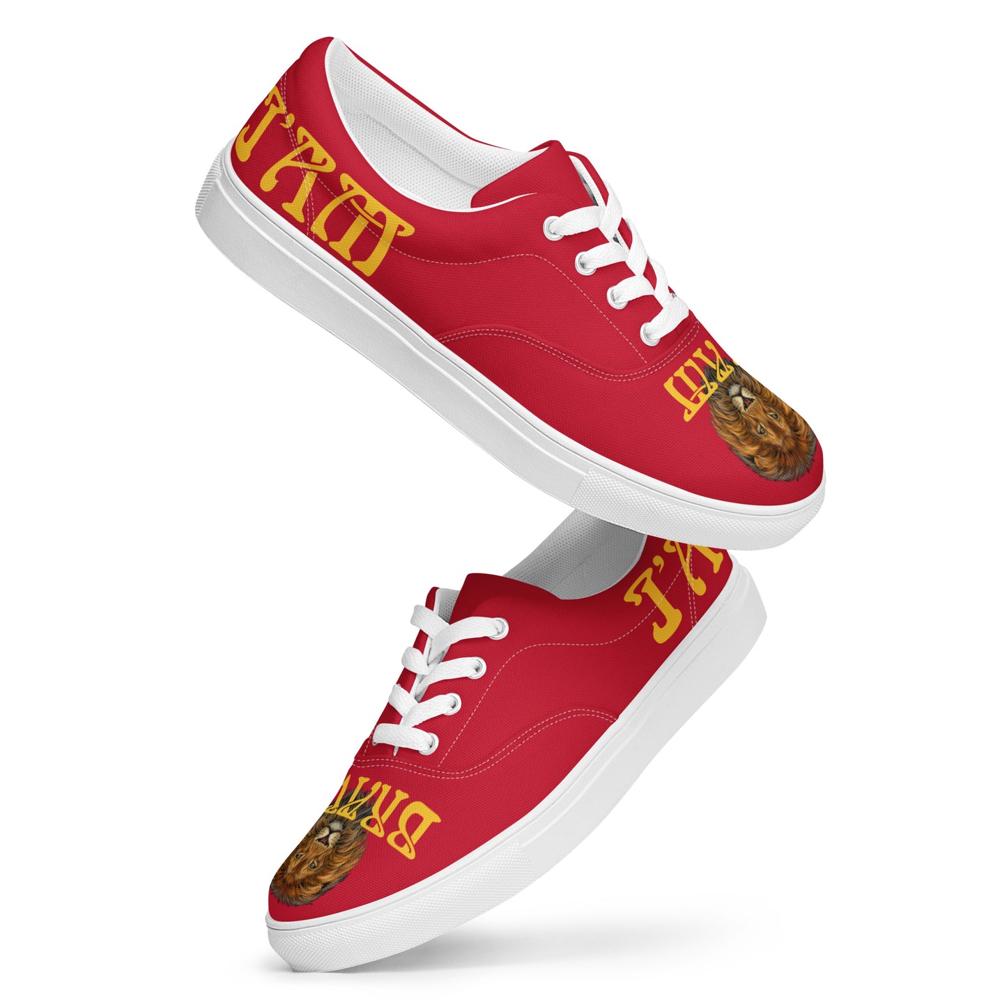 “I’AM BRAVE!”Red Women’s Lace-Up Canvas Shoes W/Yellow Font