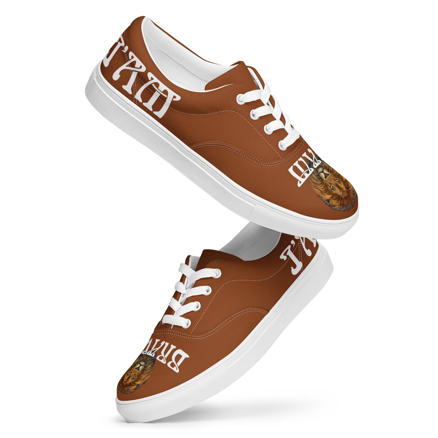 “I’AM BRAVE!”Brown Women’s Lace-Up Canvas Shoes W/White Font