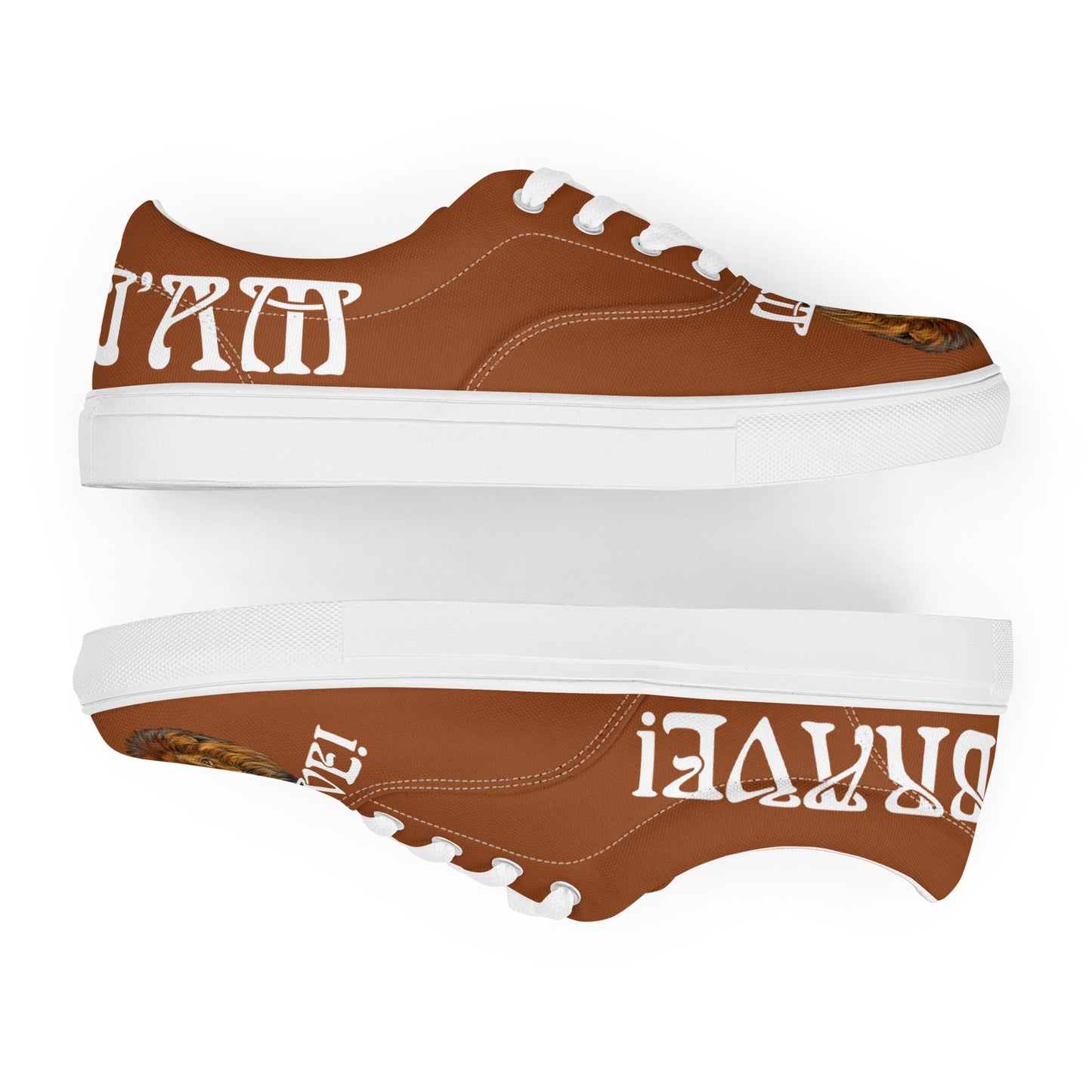 “I’AM BRAVE!”Brown Women’s Lace-Up Canvas Shoes W/White Font