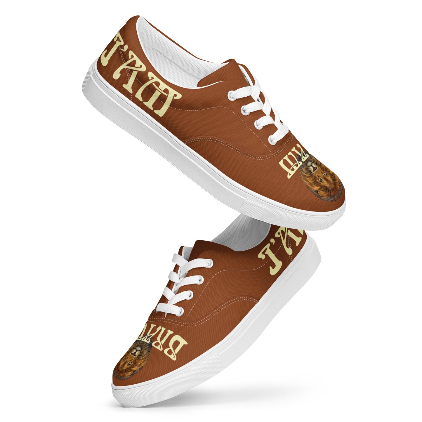 “I’AM BRAVE!”Brown Women’s Lace-Up Canvas Shoes W/Banana Font