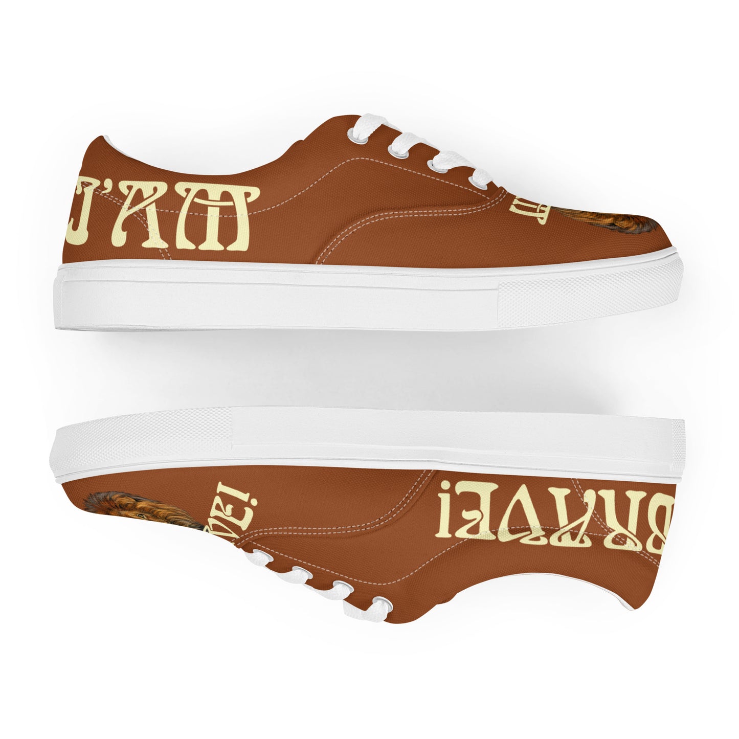 “I’AM BRAVE!”Brown Women’s Lace-Up Canvas Shoes W/Banana Font