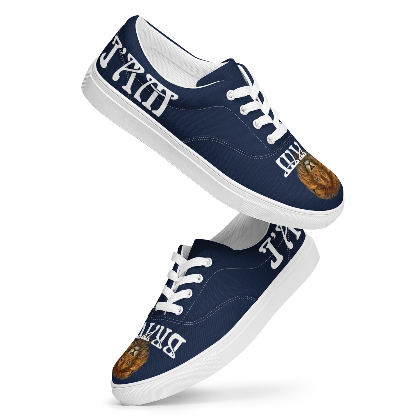 “I’AM BRAVE!” Blue Women’s Lace-Up Canvas Shoes W/White Font