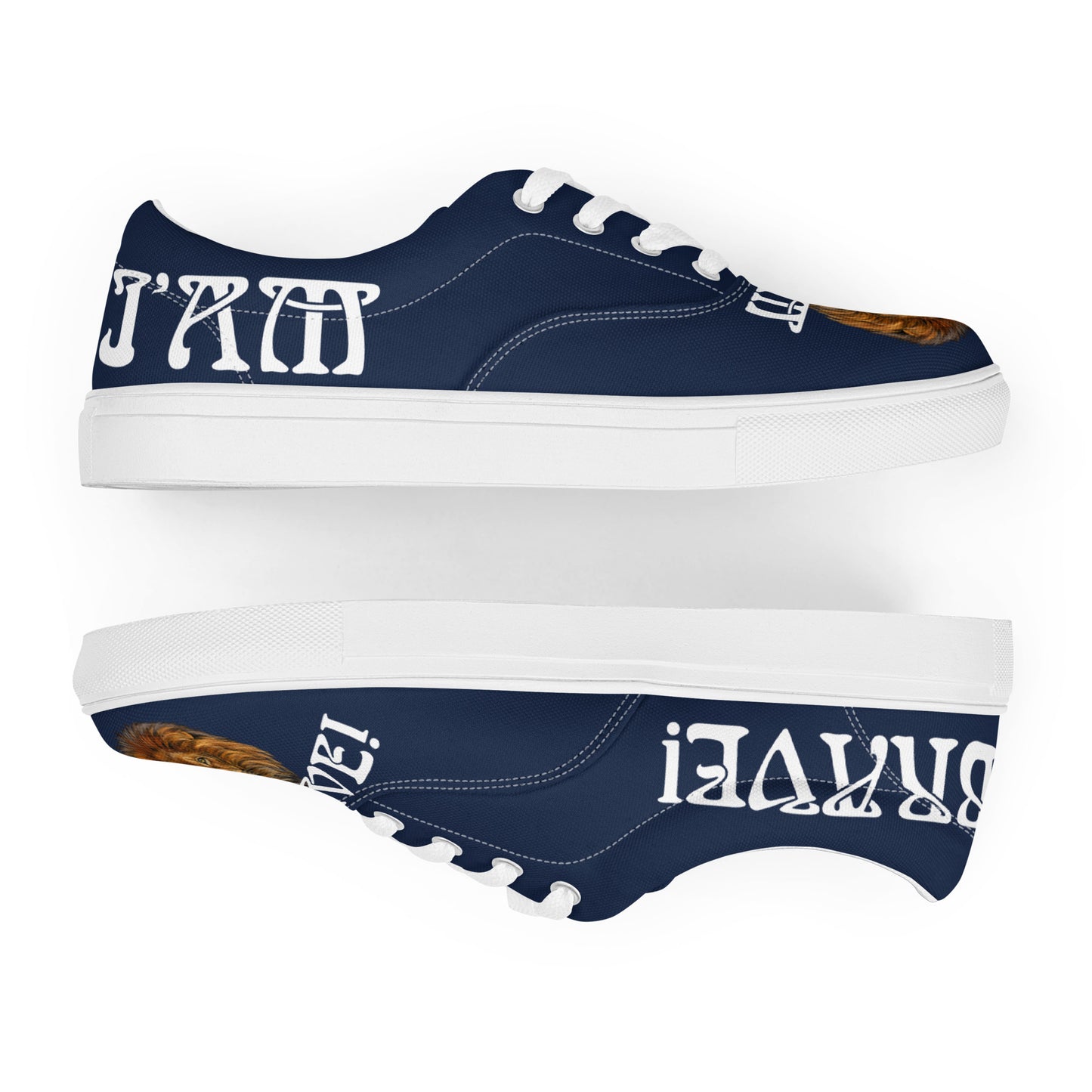 “I’AM BRAVE!” Blue Women’s Lace-Up Canvas Shoes W/White Font