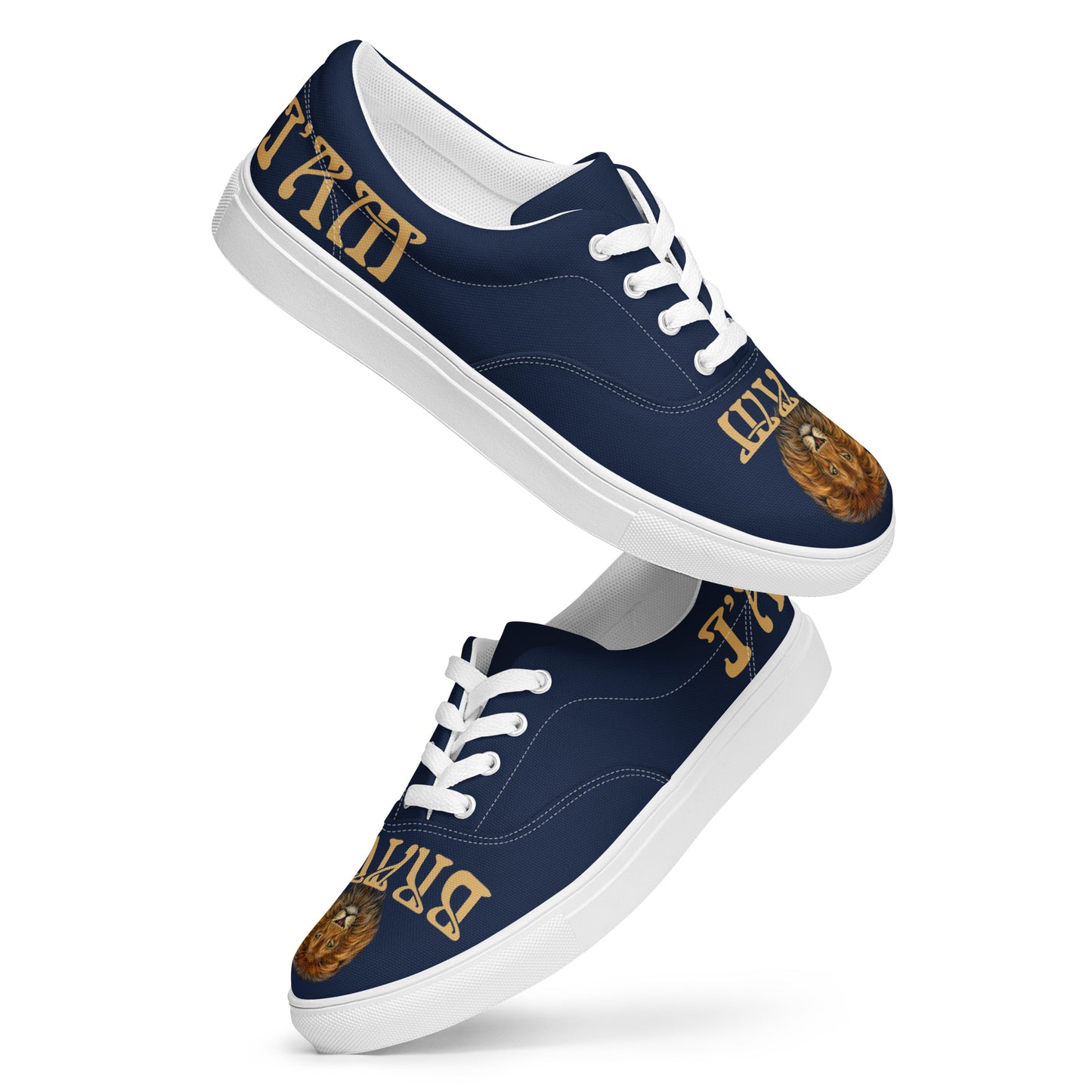 “I’AM BRAVE!”Blue Women’s Lace-Up Canvas Shoes W/Fawn Font