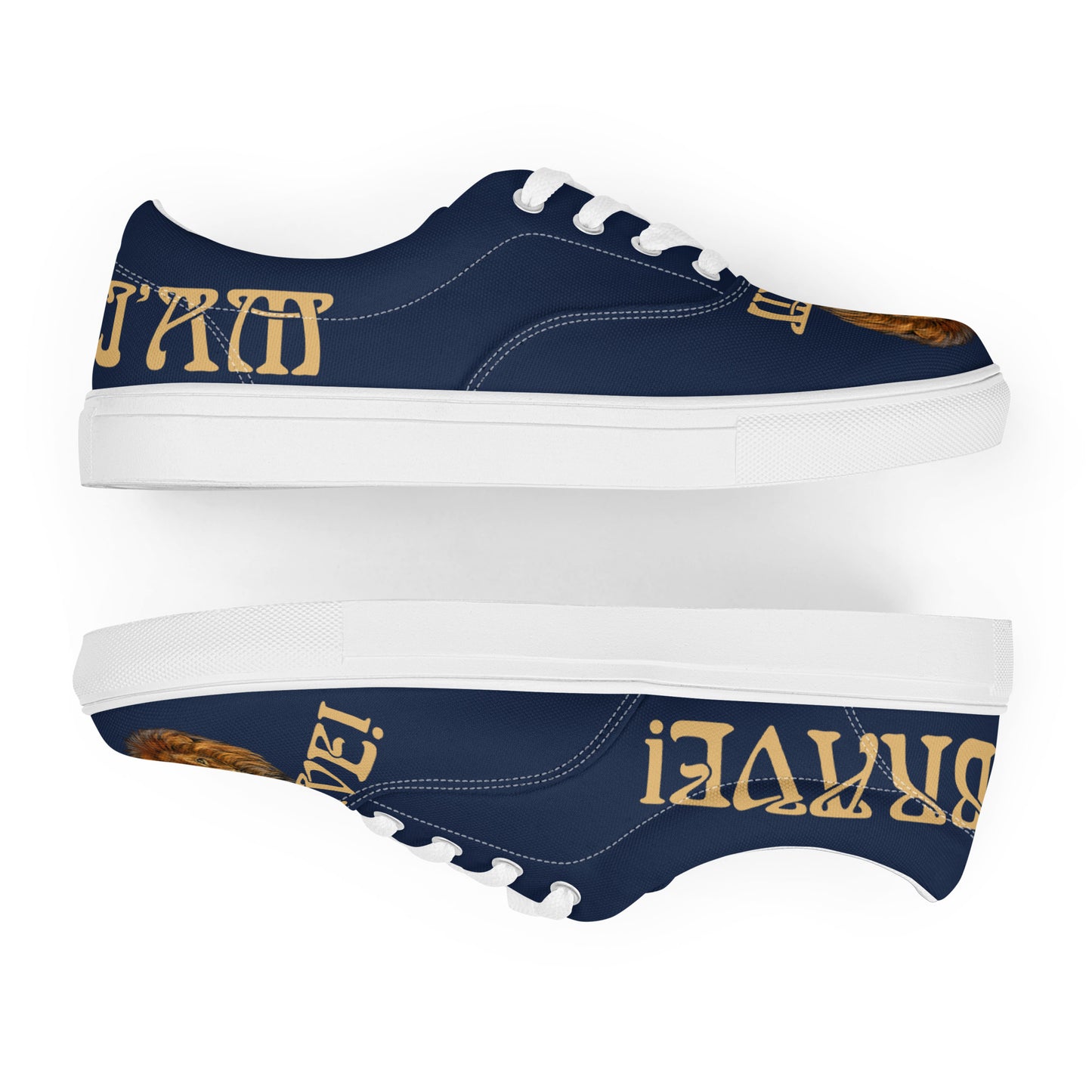 “I’AM BRAVE!”Blue Women’s Lace-Up Canvas Shoes W/Fawn Font