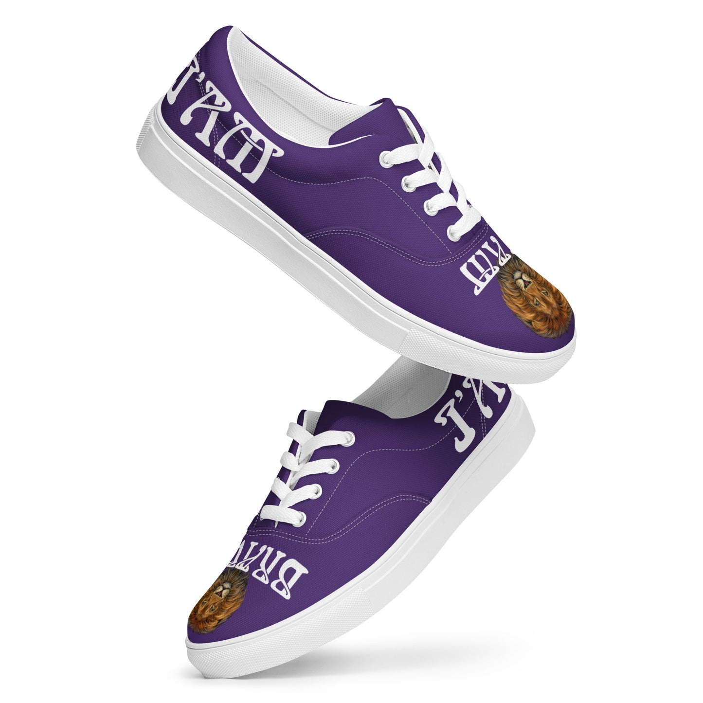 “I’AM BRAVE!”Purple Women’s Lace-Up Canvas Shoes W/White Font