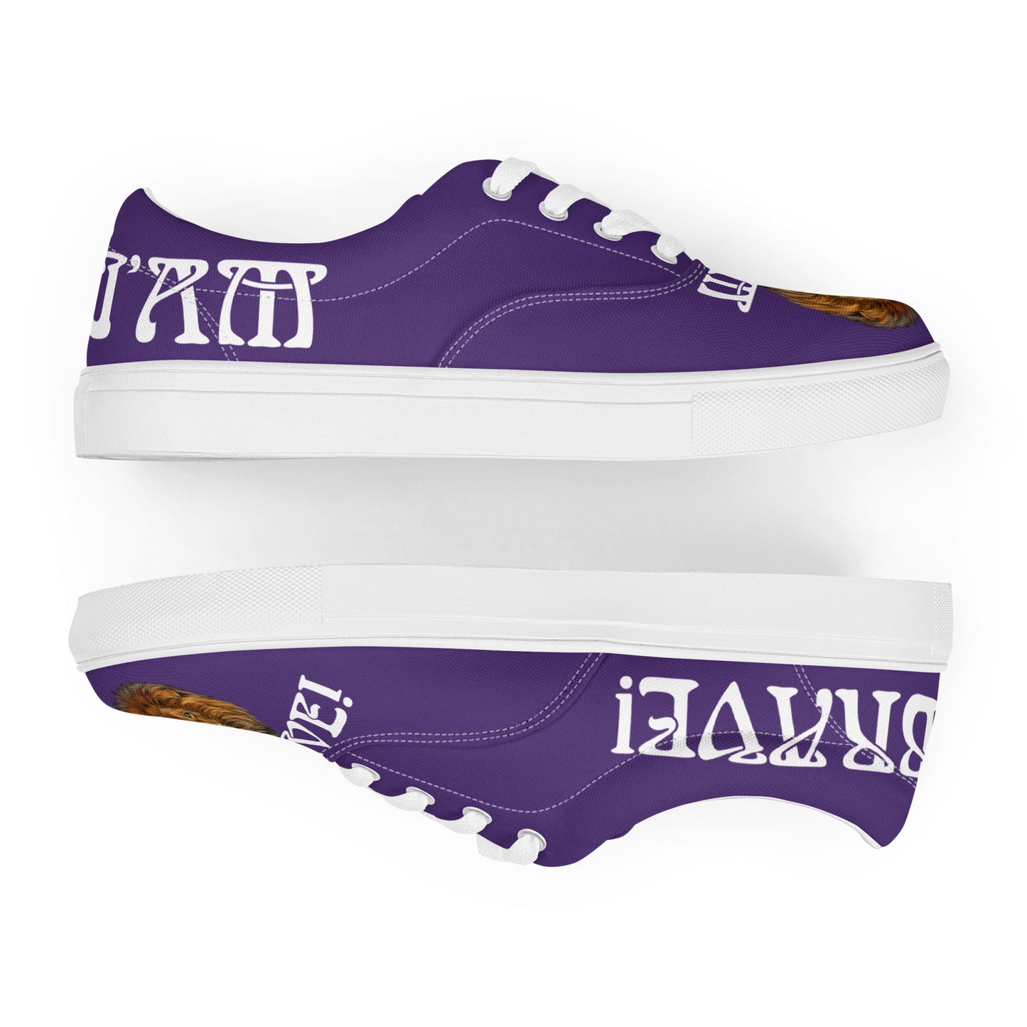 “I’AM BRAVE!”Purple Women’s Lace-Up Canvas Shoes W/White Font