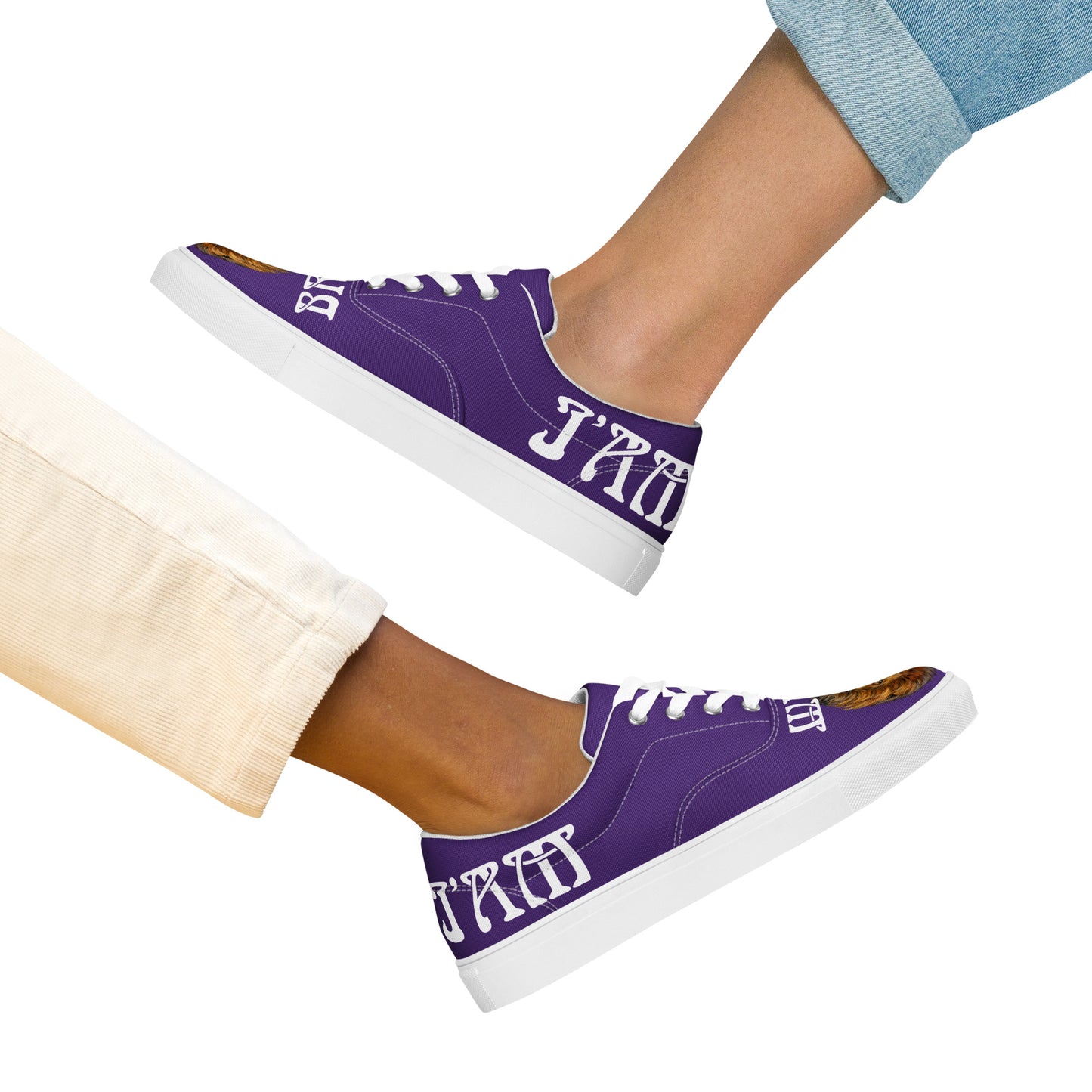 “I’AM BRAVE!”Purple Women’s Lace-Up Canvas Shoes W/White Font
