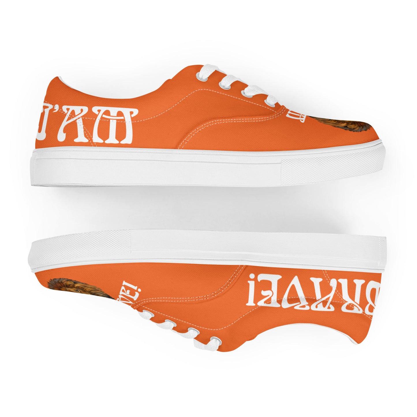 “I’AM BRAVE!”Orange Women’s Lace-Up Canvas Shoes W/White Font