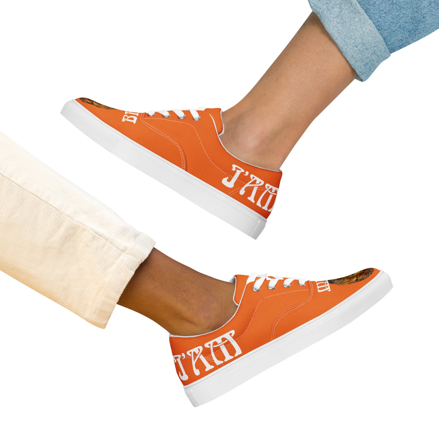 “I’AM BRAVE!”Orange Women’s Lace-Up Canvas Shoes W/White Font