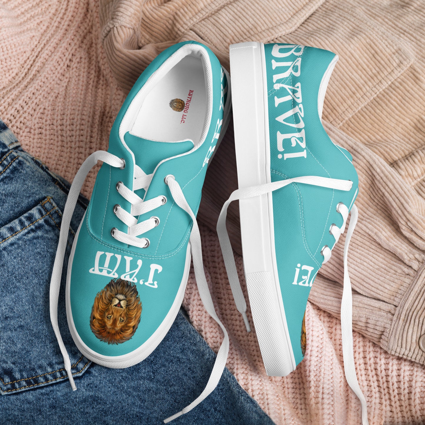 “I’AM BRAVE!”Viking Women’s Lace-Up Canvas Shoes W/White Font