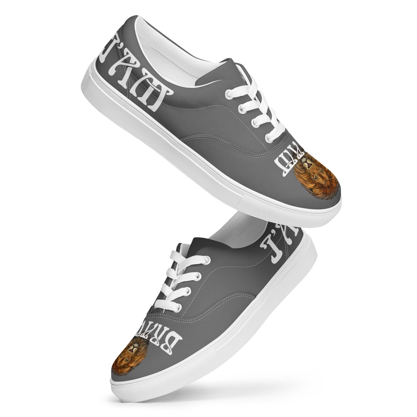 “I’AM BRAVE!” Grey Women’s Lace-Up Canvas Shoes W/White Font