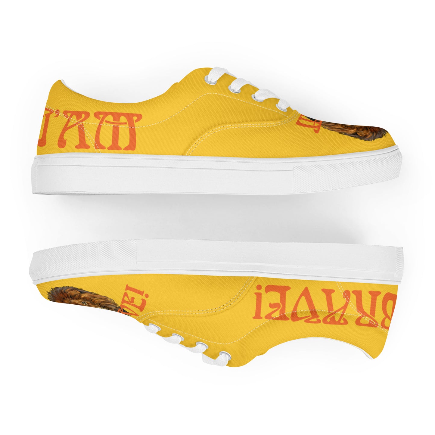 “I’AM BRAVE!”Yellow Women’s Lace-Up Canvas Shoes W/Orange Font