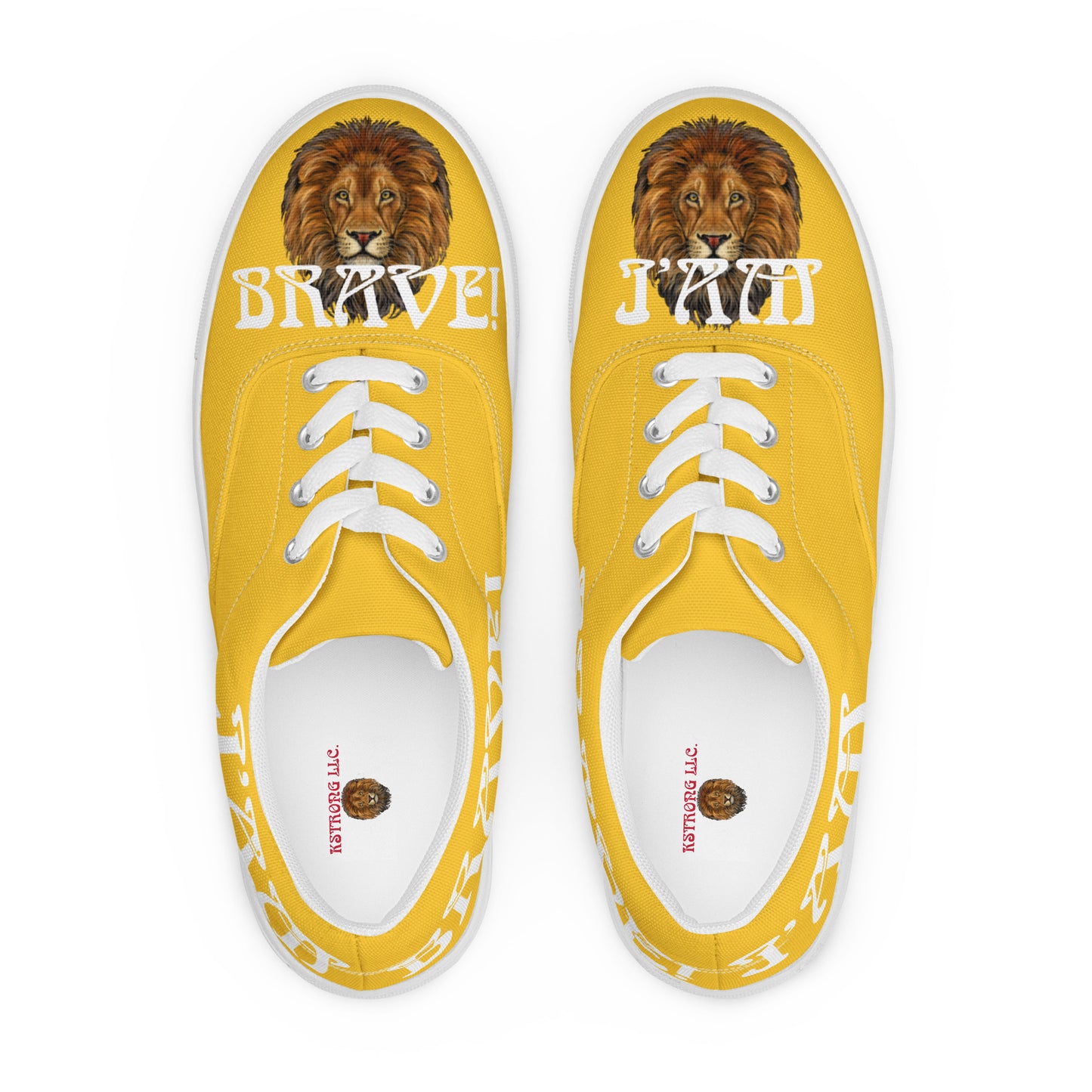 “I’AM BRAVE!” Yellow Women’s Lace-Up Canvas Shoes W/White Font